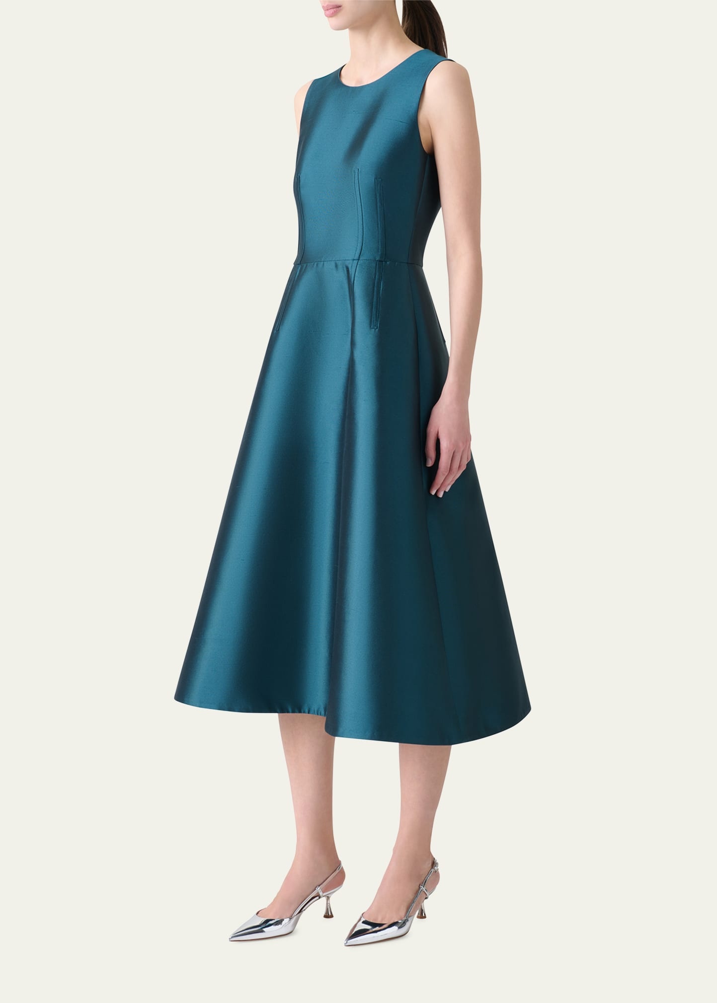 Dupion Silk Sleeveless Cocktail Dress - 4
