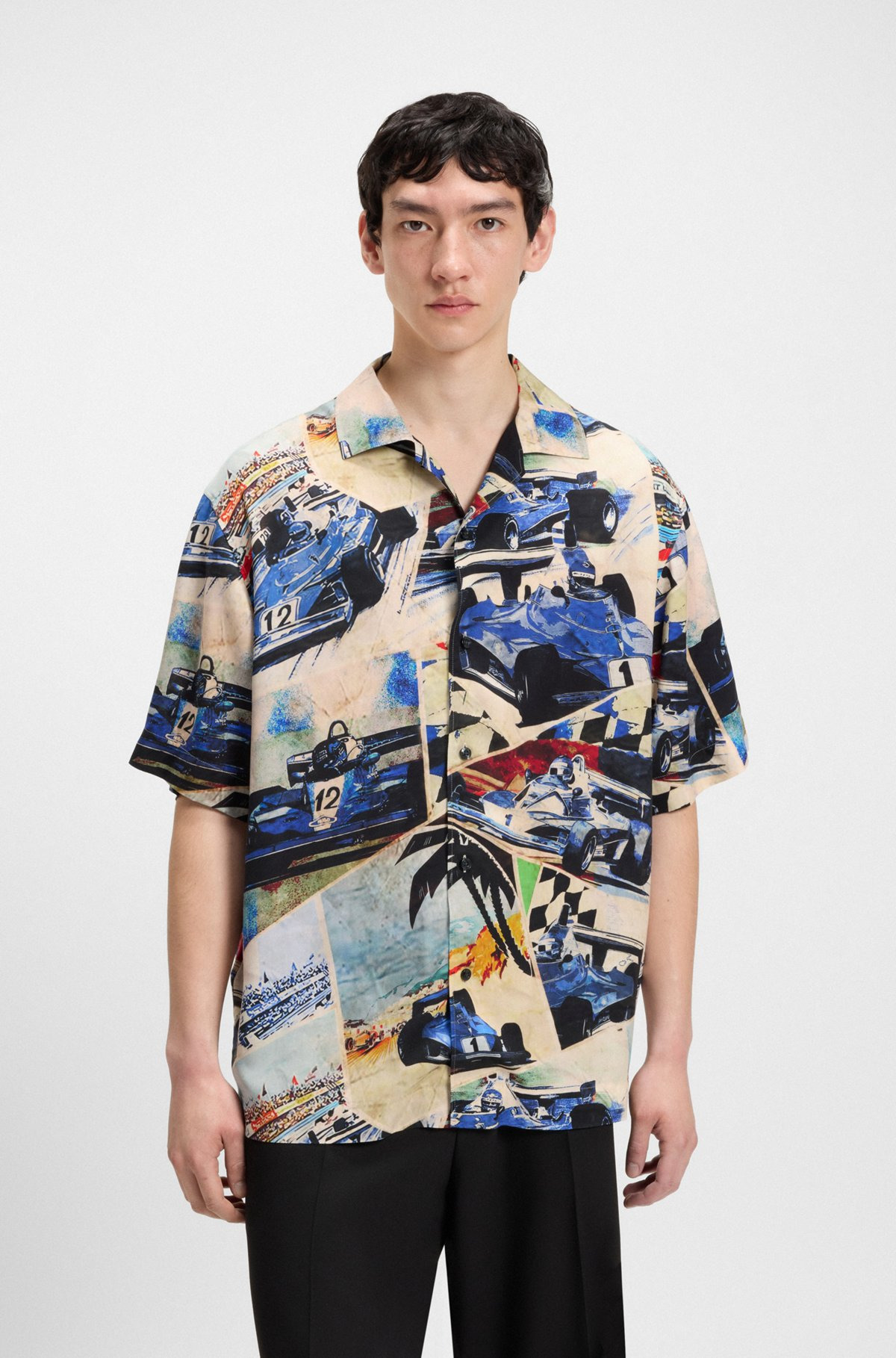 OVERSIZE-FIT SHIRT WITH VINTAGE RACING PRINT - 2