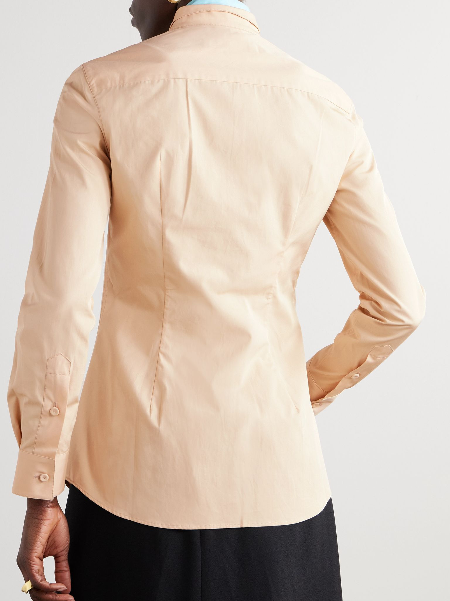 Embroidered organic cotton-poplin shirt Peach - 4