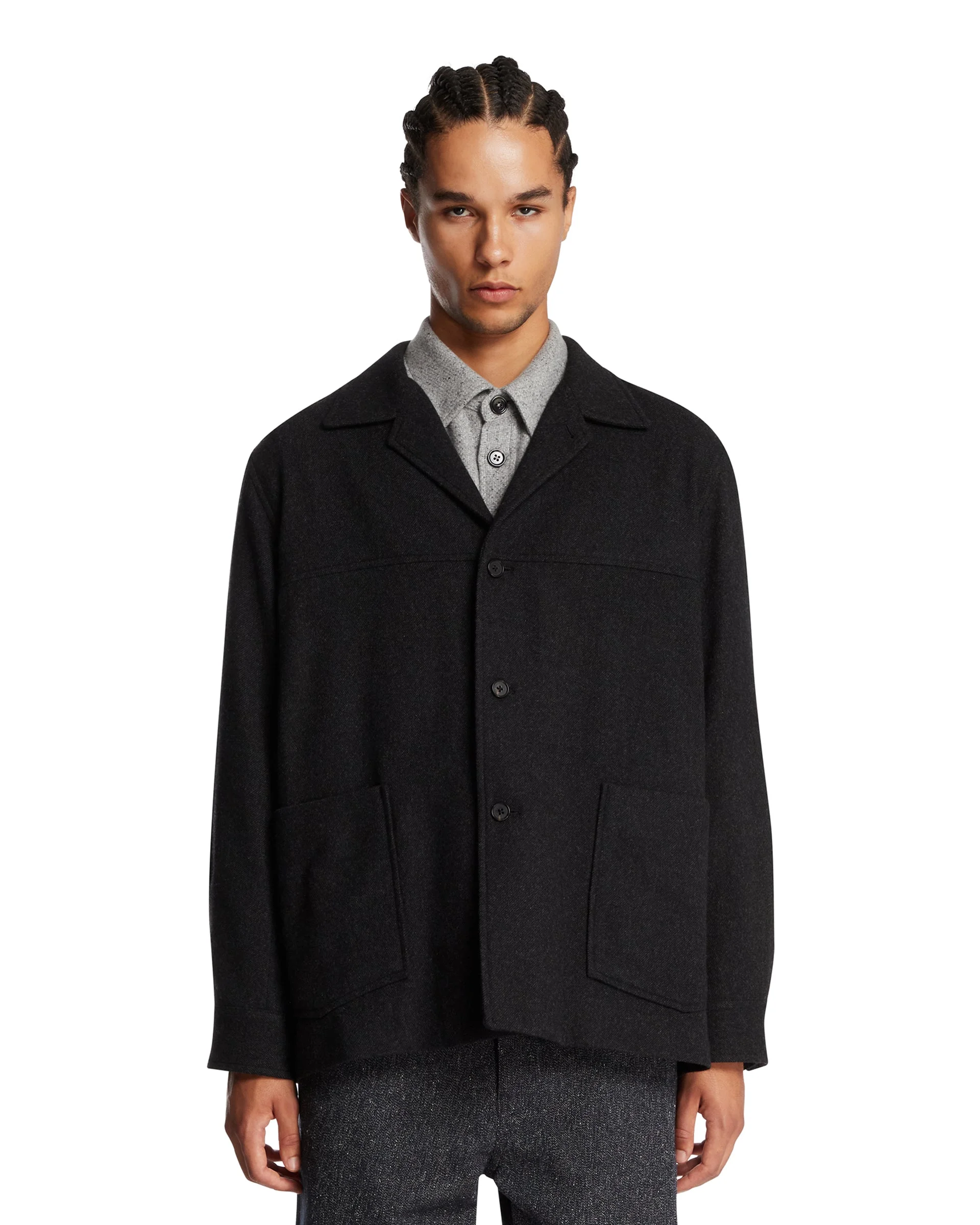 Black Notched Lapel Jacket - 1