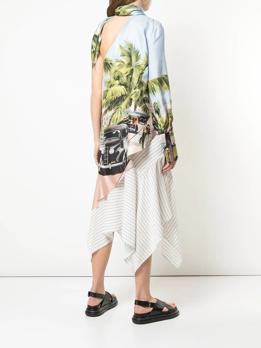 scenic print one shoulder top - 4