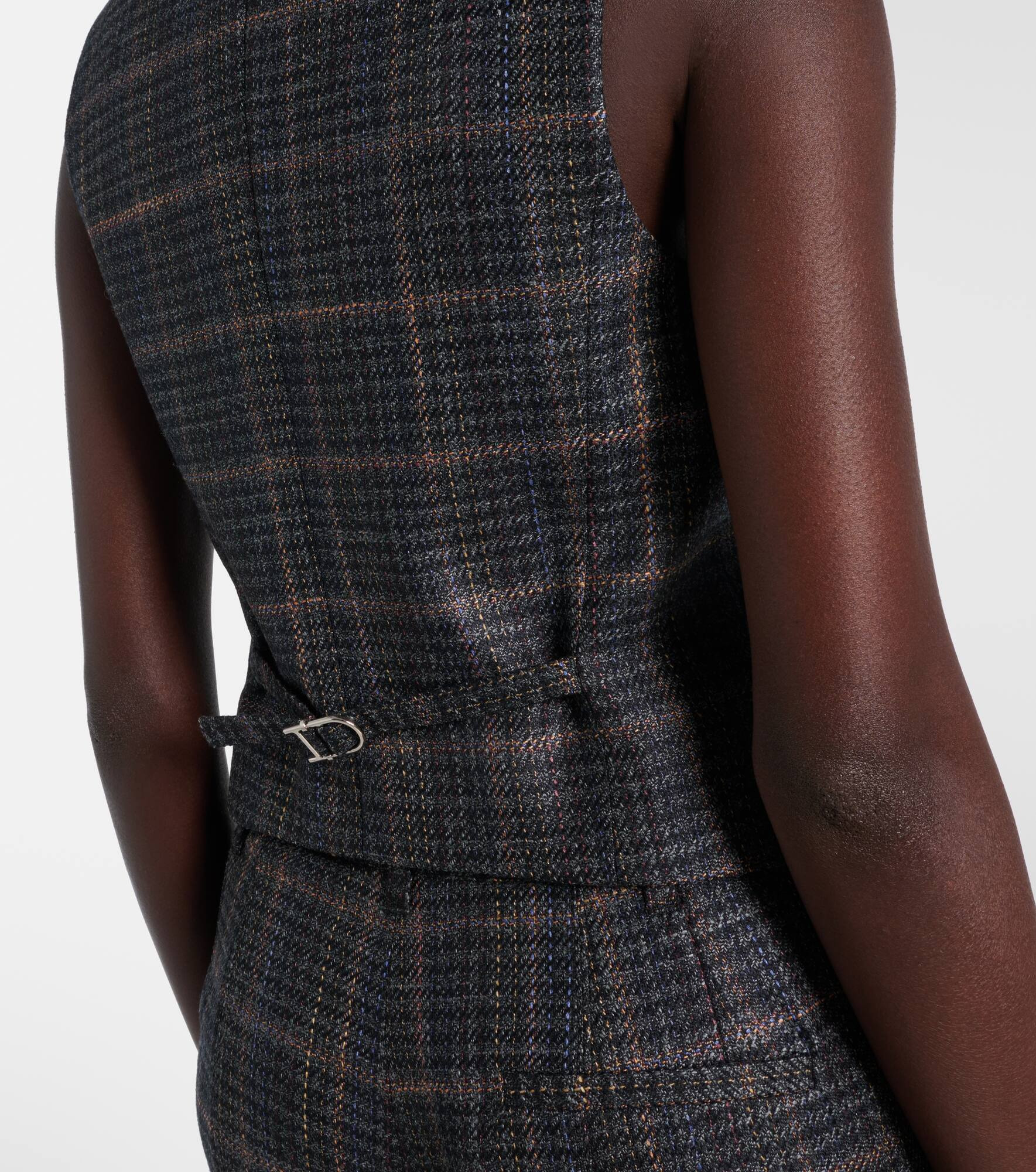 Coleridge checked wool and silk vest - 5