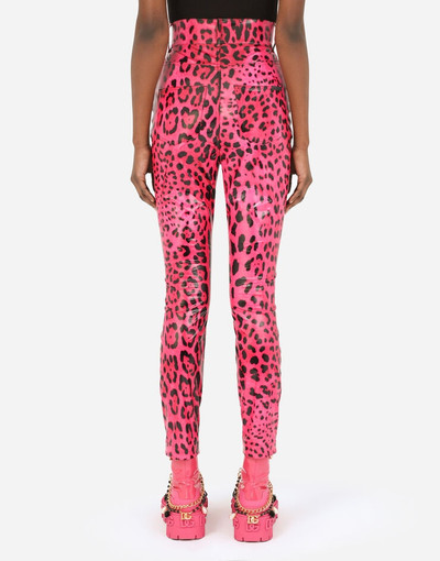 Dolce & Gabbana Foiled nylon jeans with neon leopard print outlook