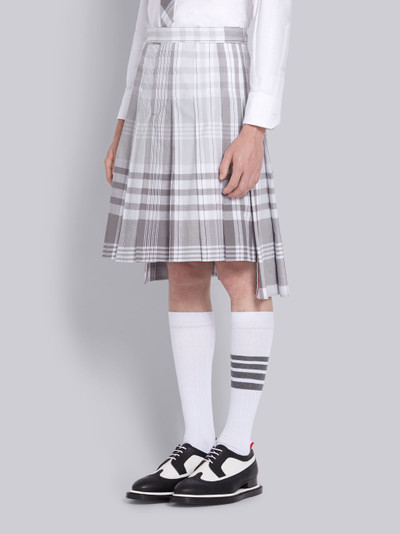 Thom Browne Medium Grey Cotton Large Plaid Madras Knee Length Pleated Skirt outlook