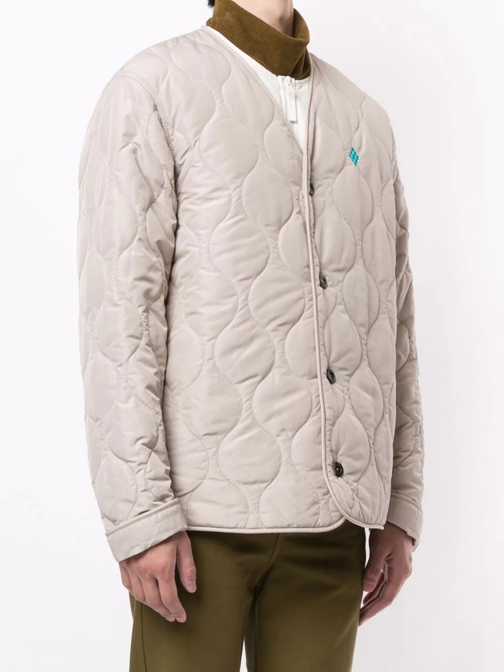 logo-embroidered quilted jacket - 3