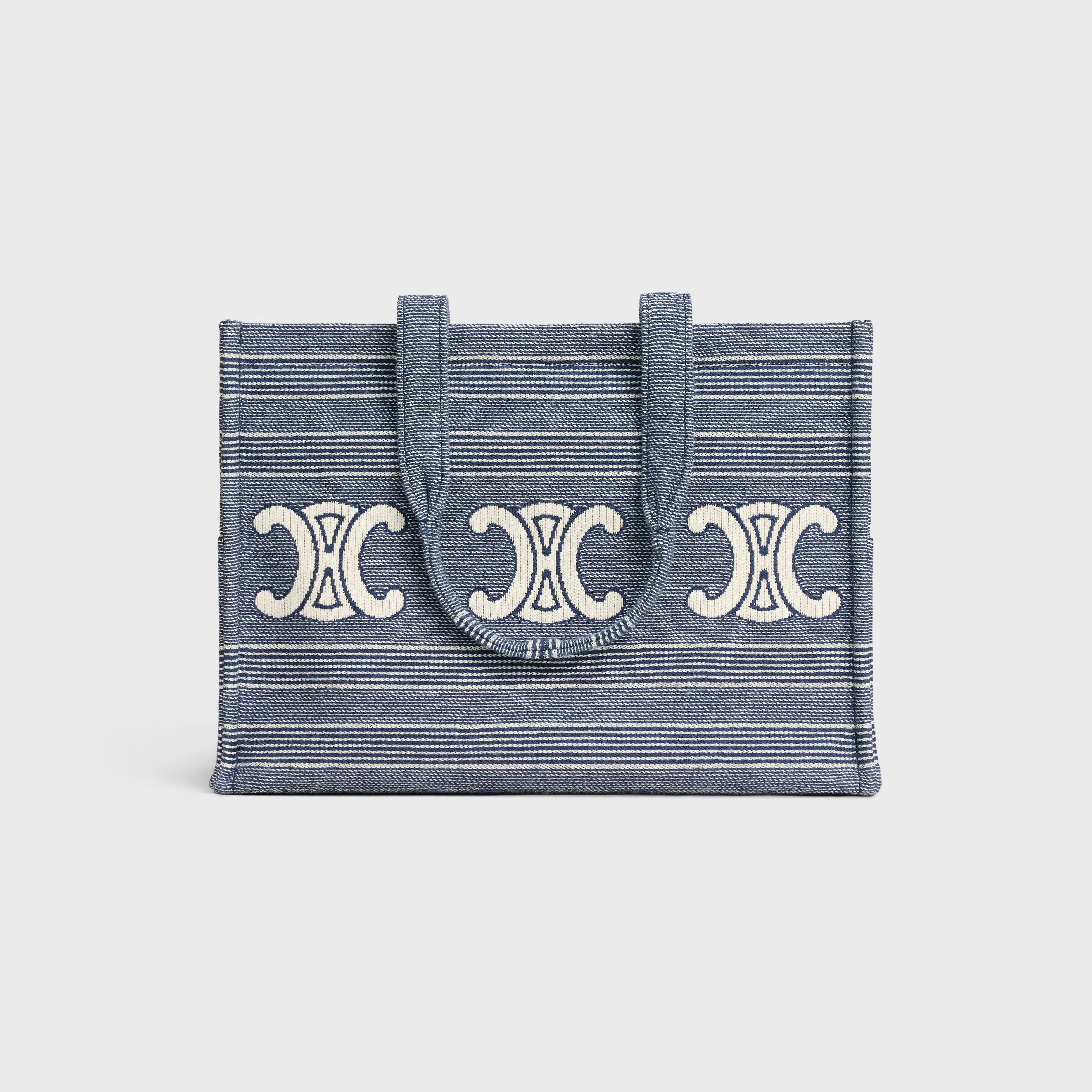 Large Cabas Thais IN Striped Textile With Triomphe - 3