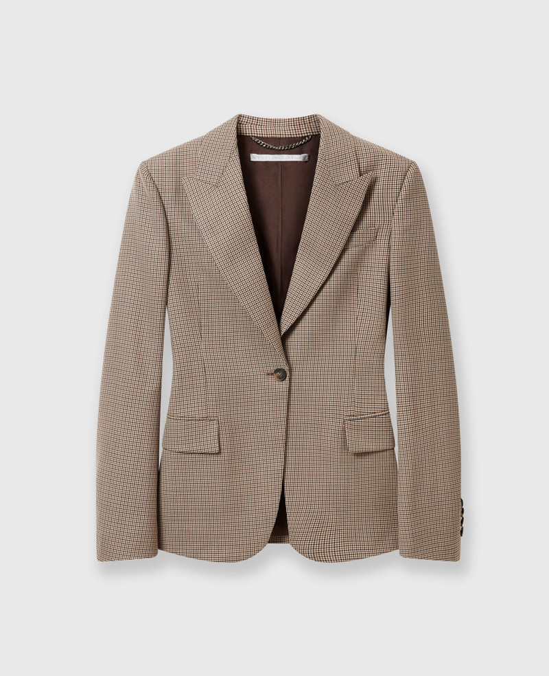 Oversized Houndstooth Single-Breasted Blazer - 1