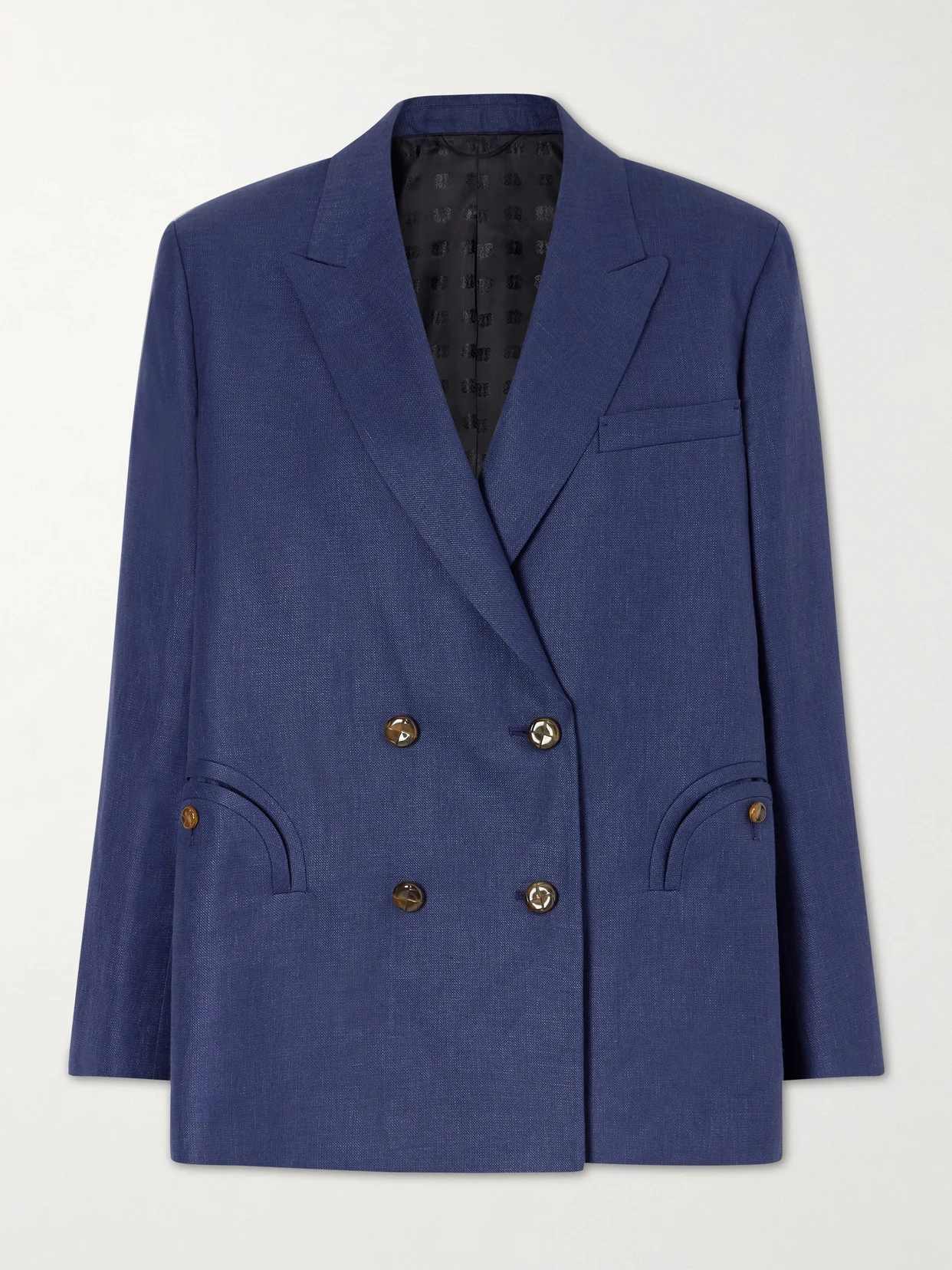 Nightbreak Double-breasted Linen, Wool And Silk-blend Blazer - 1