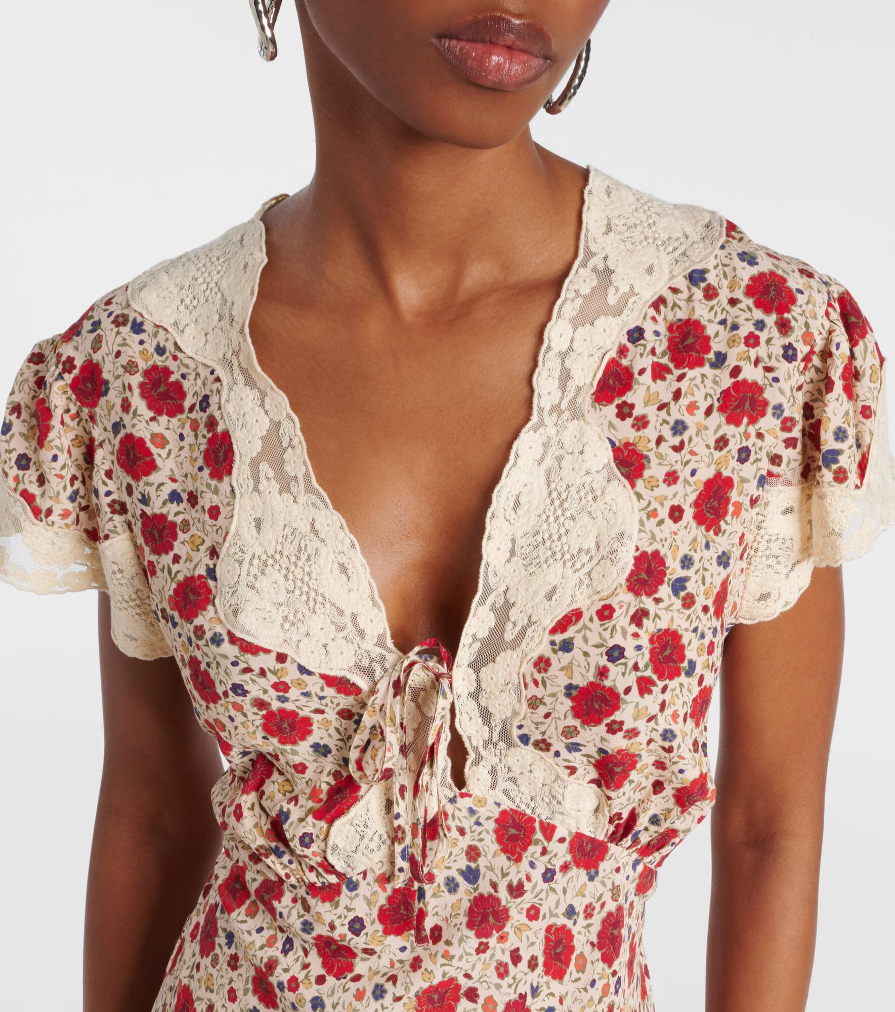 Lacie lace-trimmed floral minidress - 4