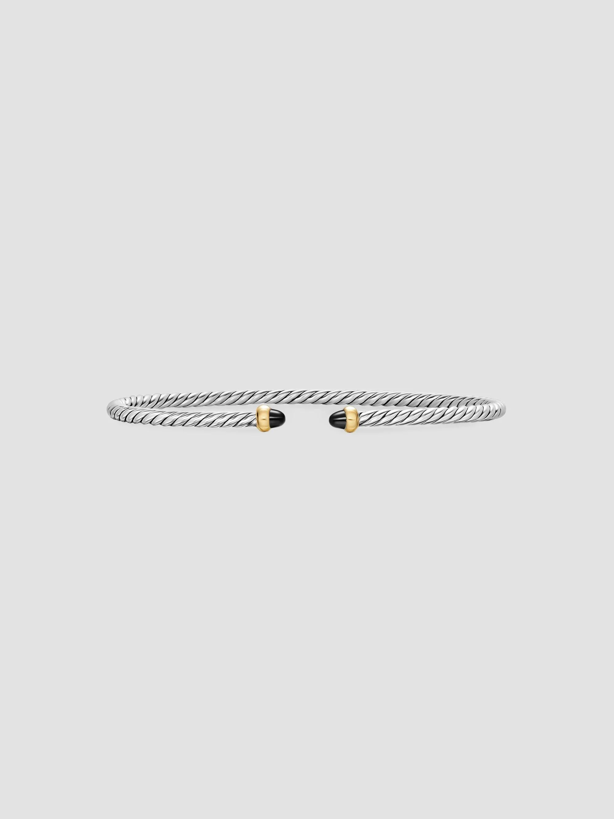 Women's Micro Cable Flex Bracelet in Sterling Silver - Black Onyx - 1