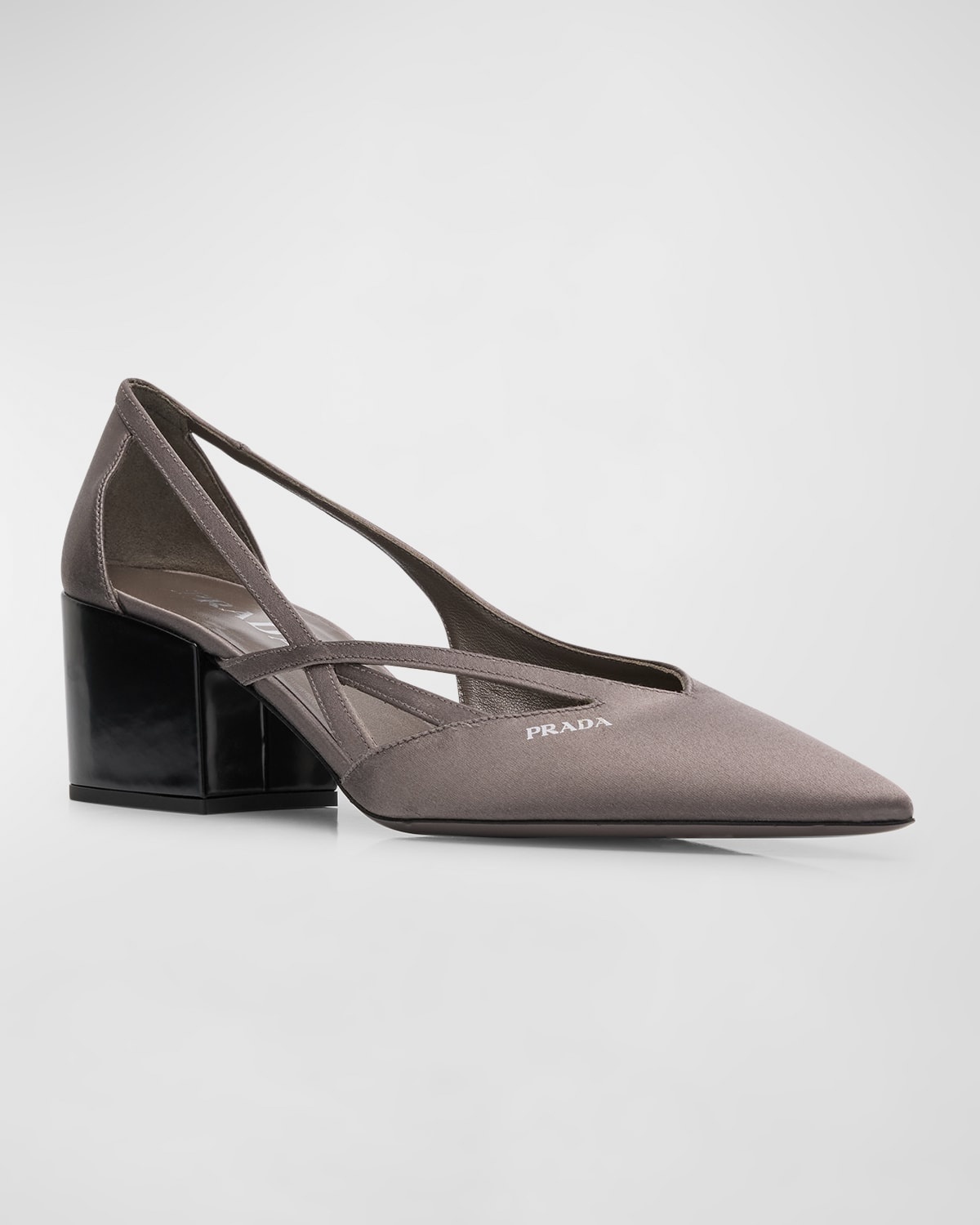 Satin Cutout Block-Heel Pumps - 3