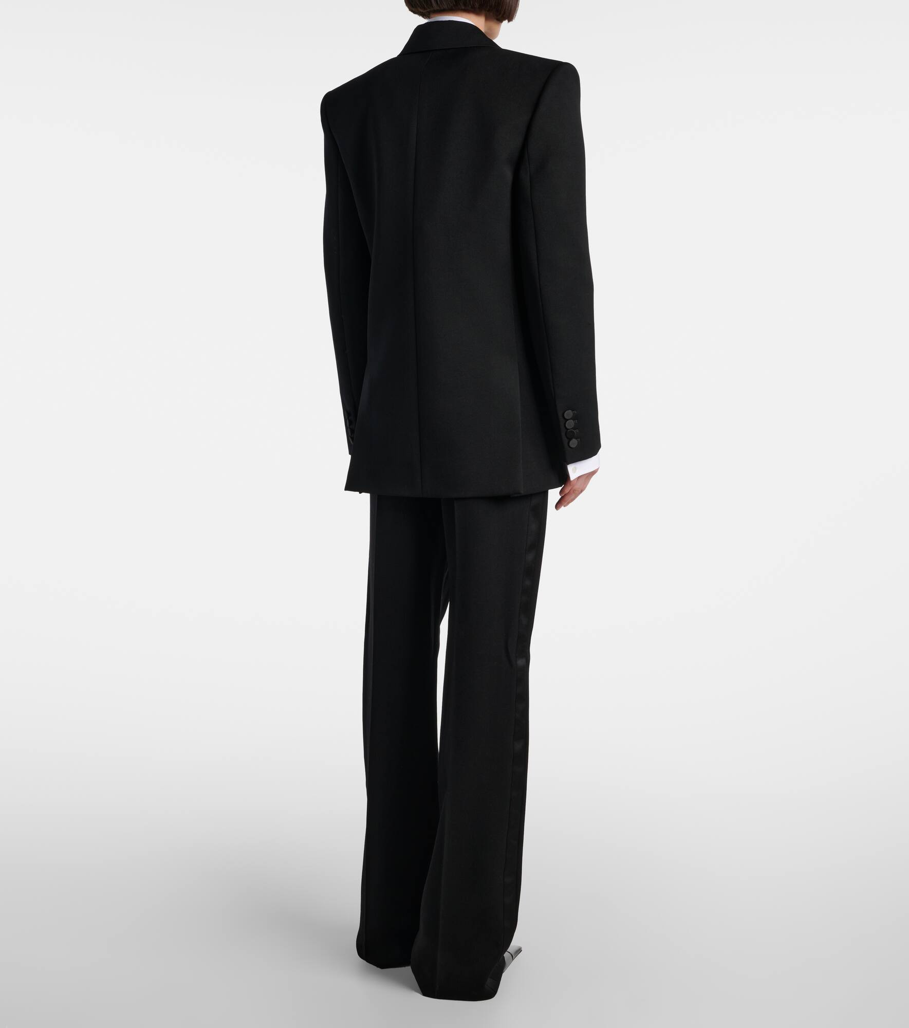 Satin-trimmed wool suit jacket - 3