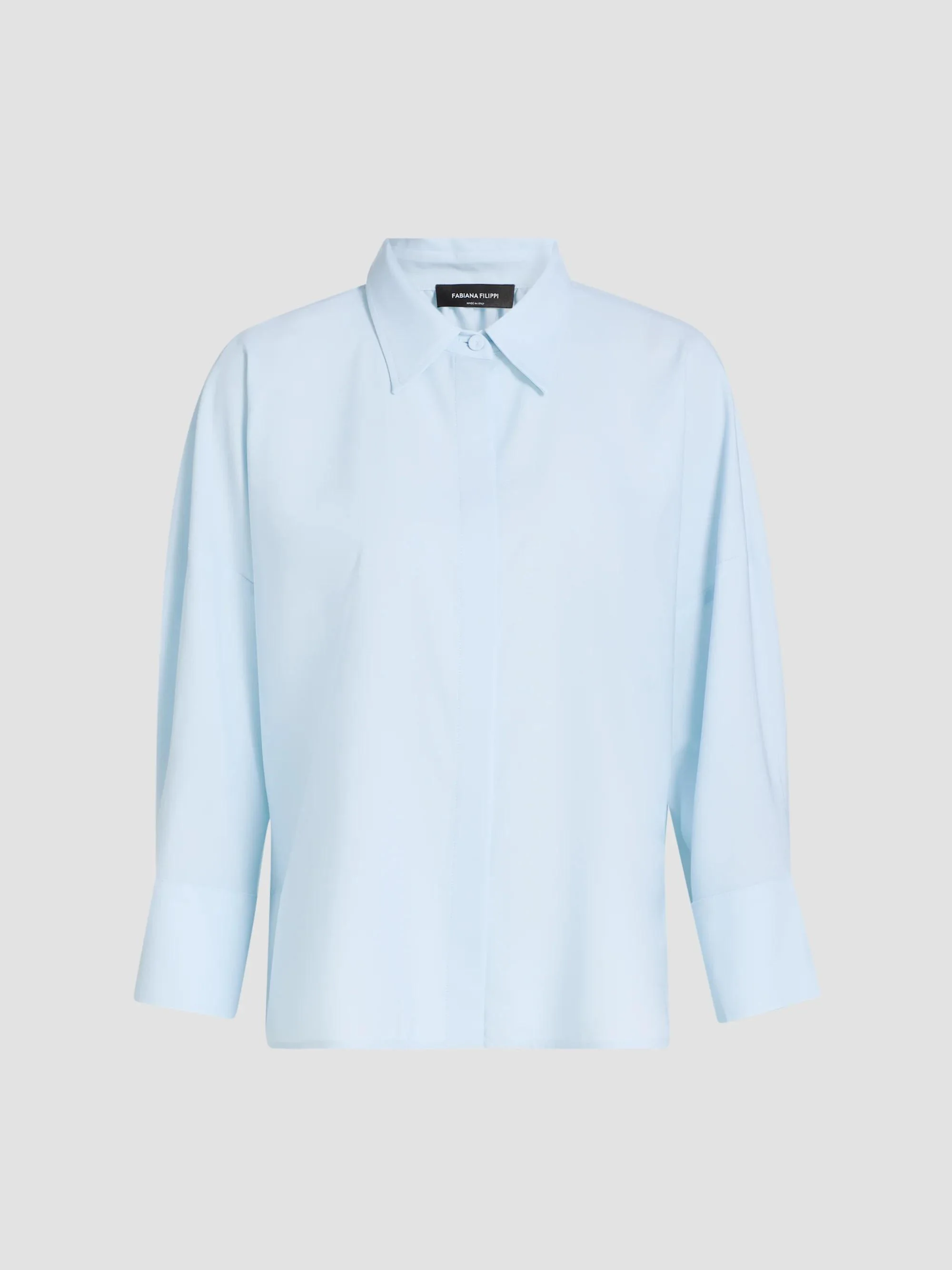 Women's Bistretch Wool Tulle-Trim Button-Front Shirt - Acqua - 1