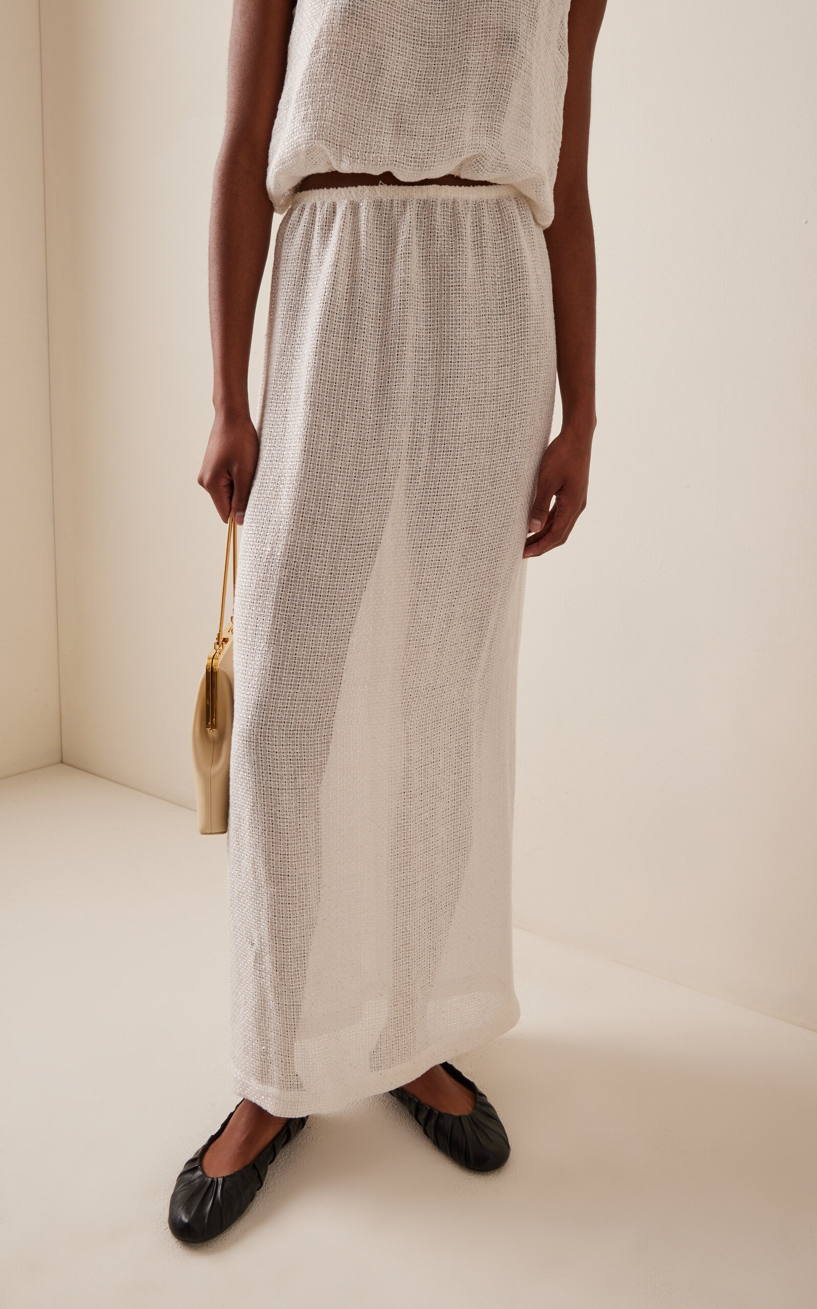 Stella Linen-Blend Maxi Skirt white - 3