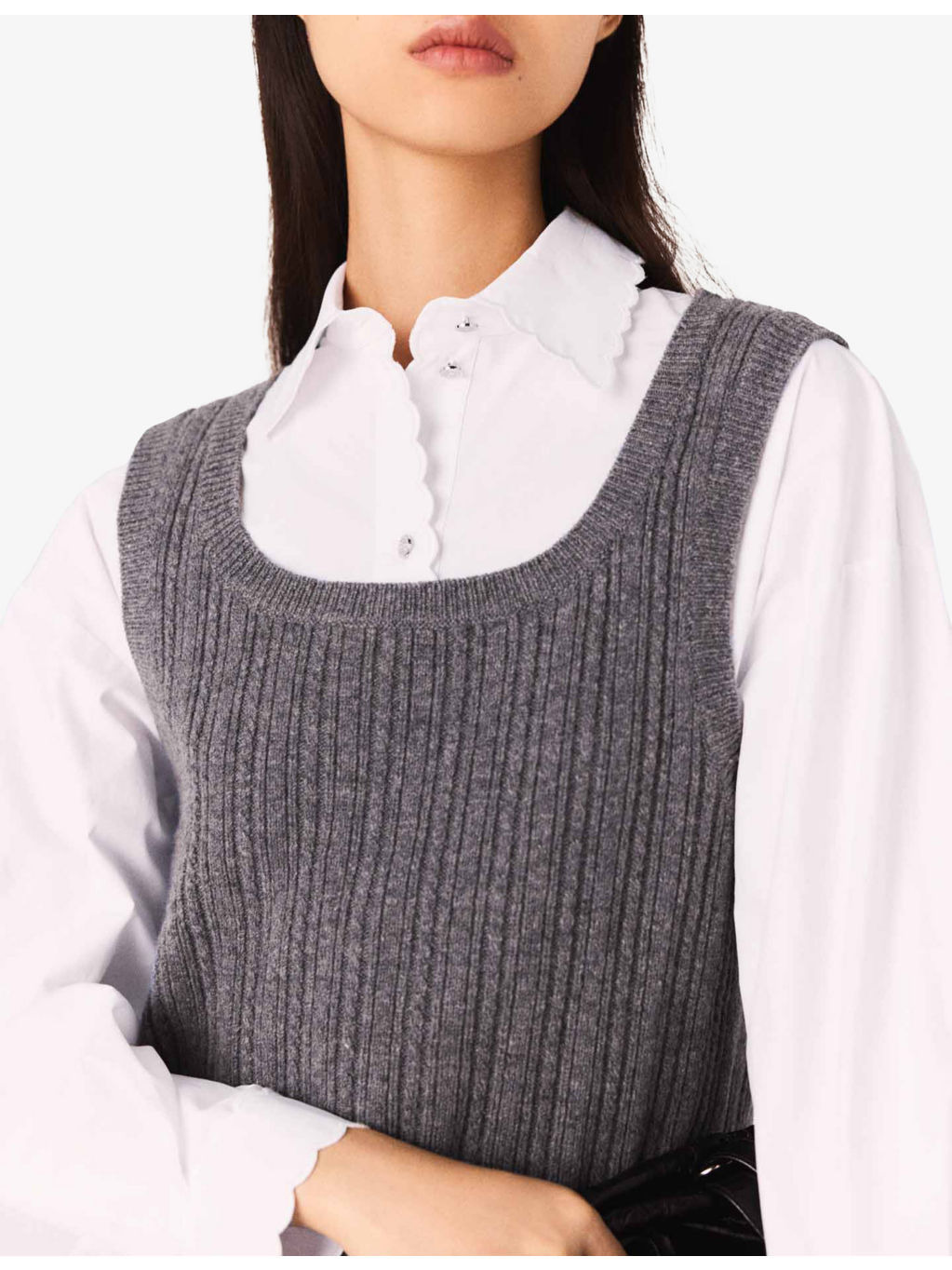 Shirt-Underlayer Ribbed Stretch-Knit Top - 5