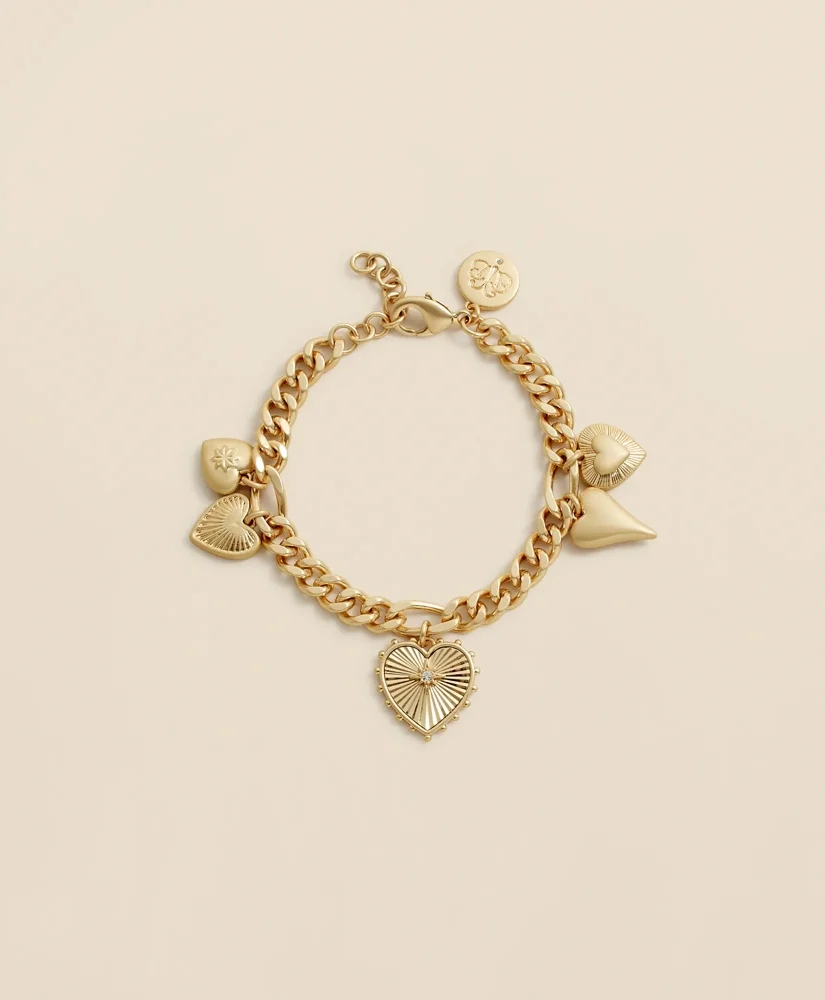 Gold-Toned Heart Charm Bracelet - 1