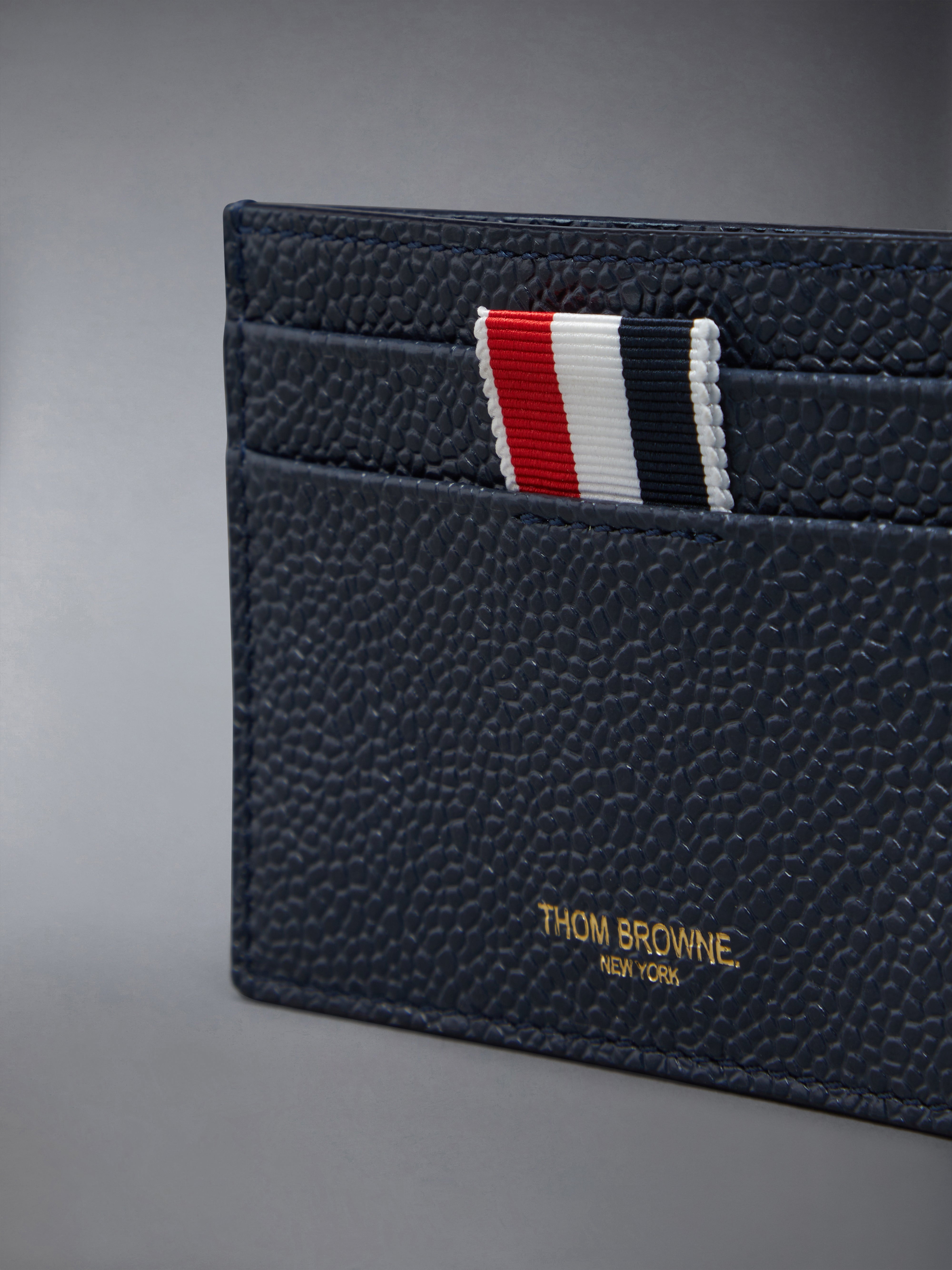 PEBBLE GRAIN LEATHER SINGLE CARD HOLDER - 4