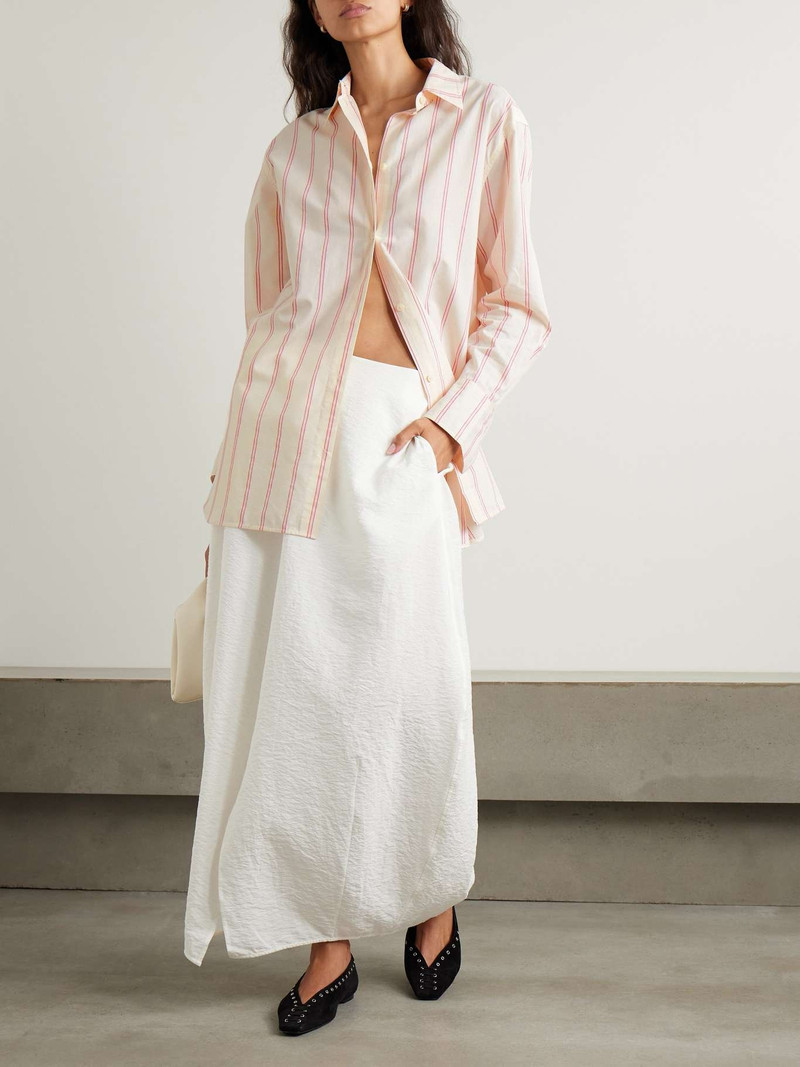 Totême Striped cotton and silk-blend shirt Ecru outlook