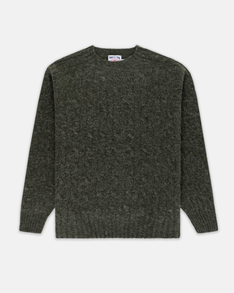 J. PRESS MADE-IN-SCOTLAND DARK GREEN SHAGGY DOG CABLEKNIT SWEATER - CLASSIC FIT outlook