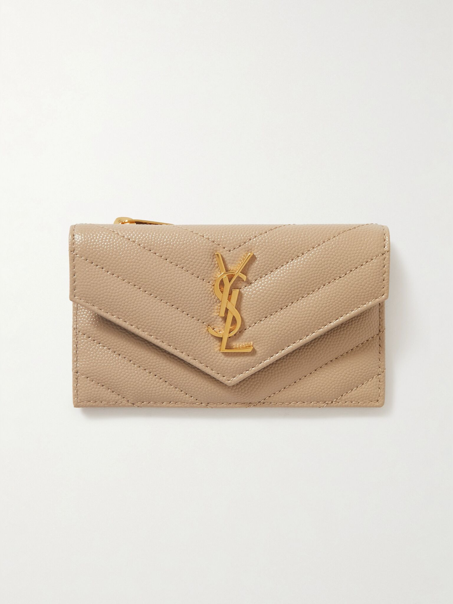 Cassandre quilted textured-leather wallet Beige - 1