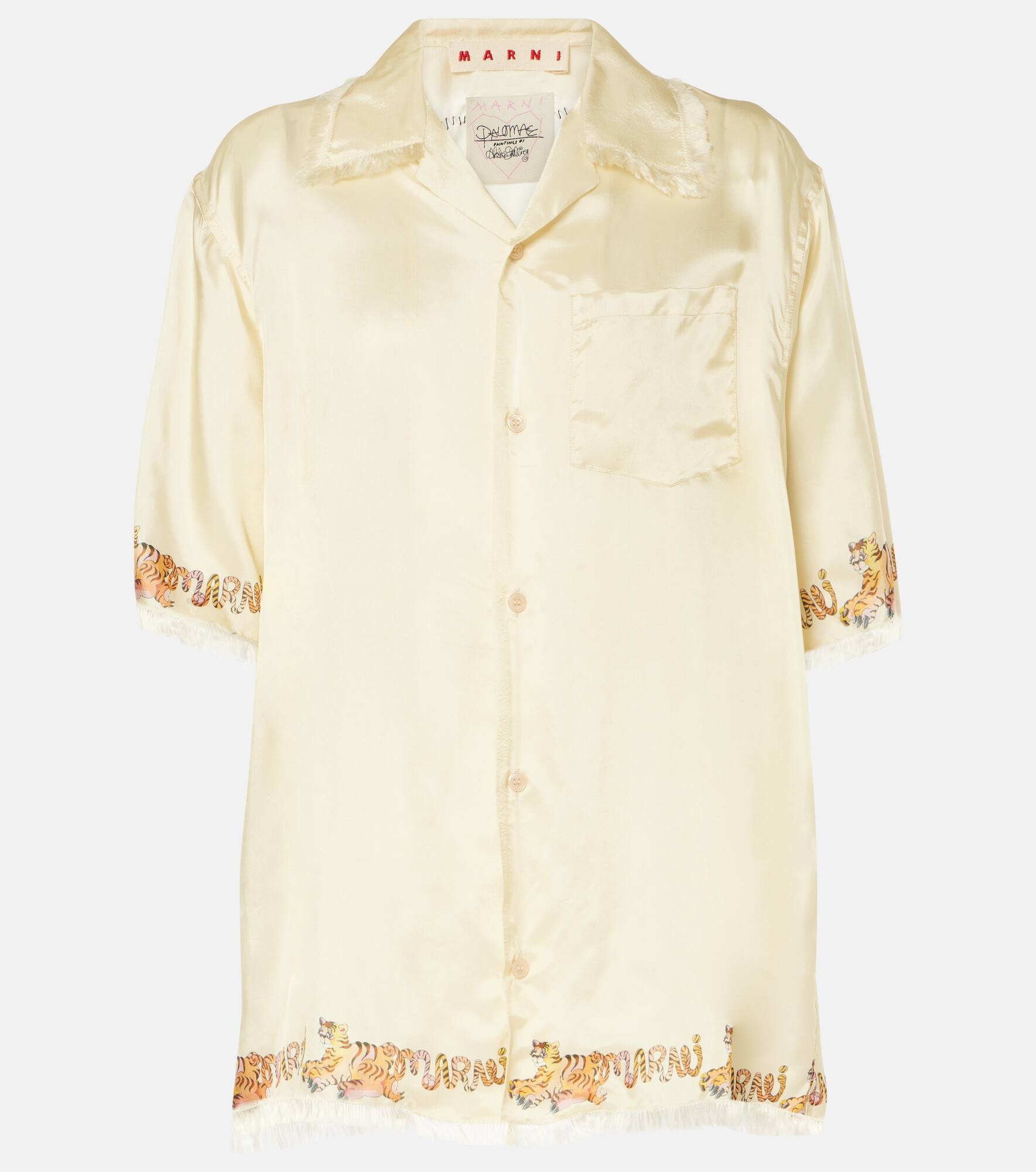 Printed satin shirt - 1