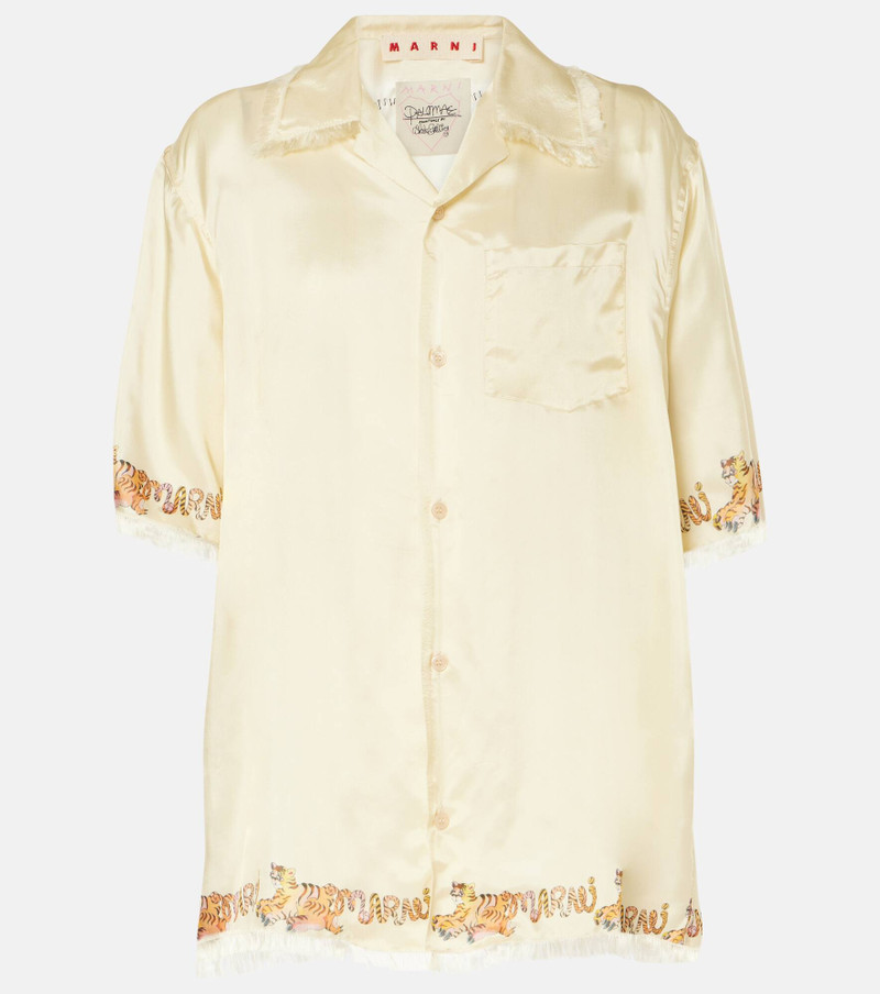 Printed satin shirt - 1