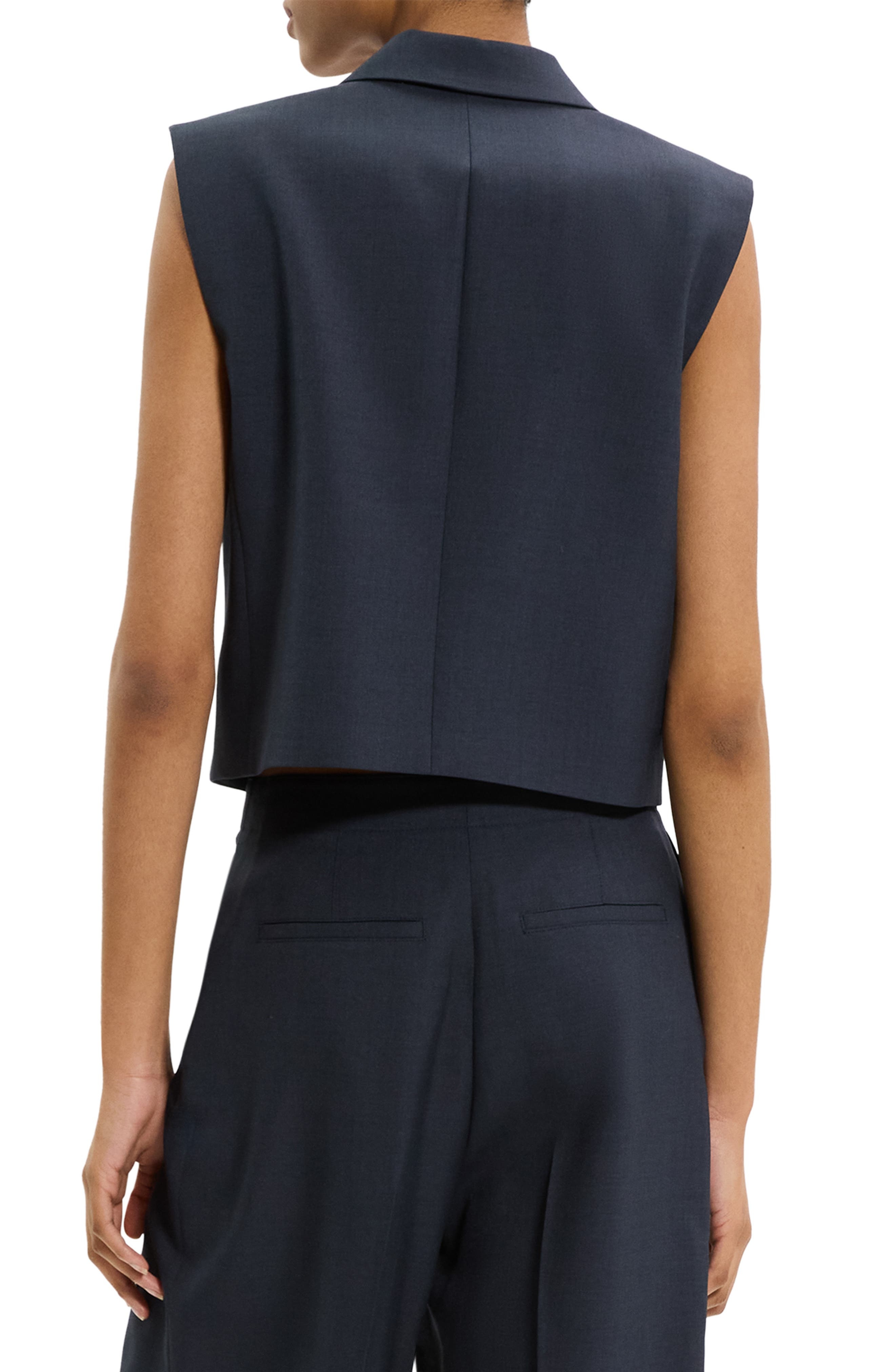 Theory Double Breasted Crop Vest in Nocturne Navy at Nordstrom - 2