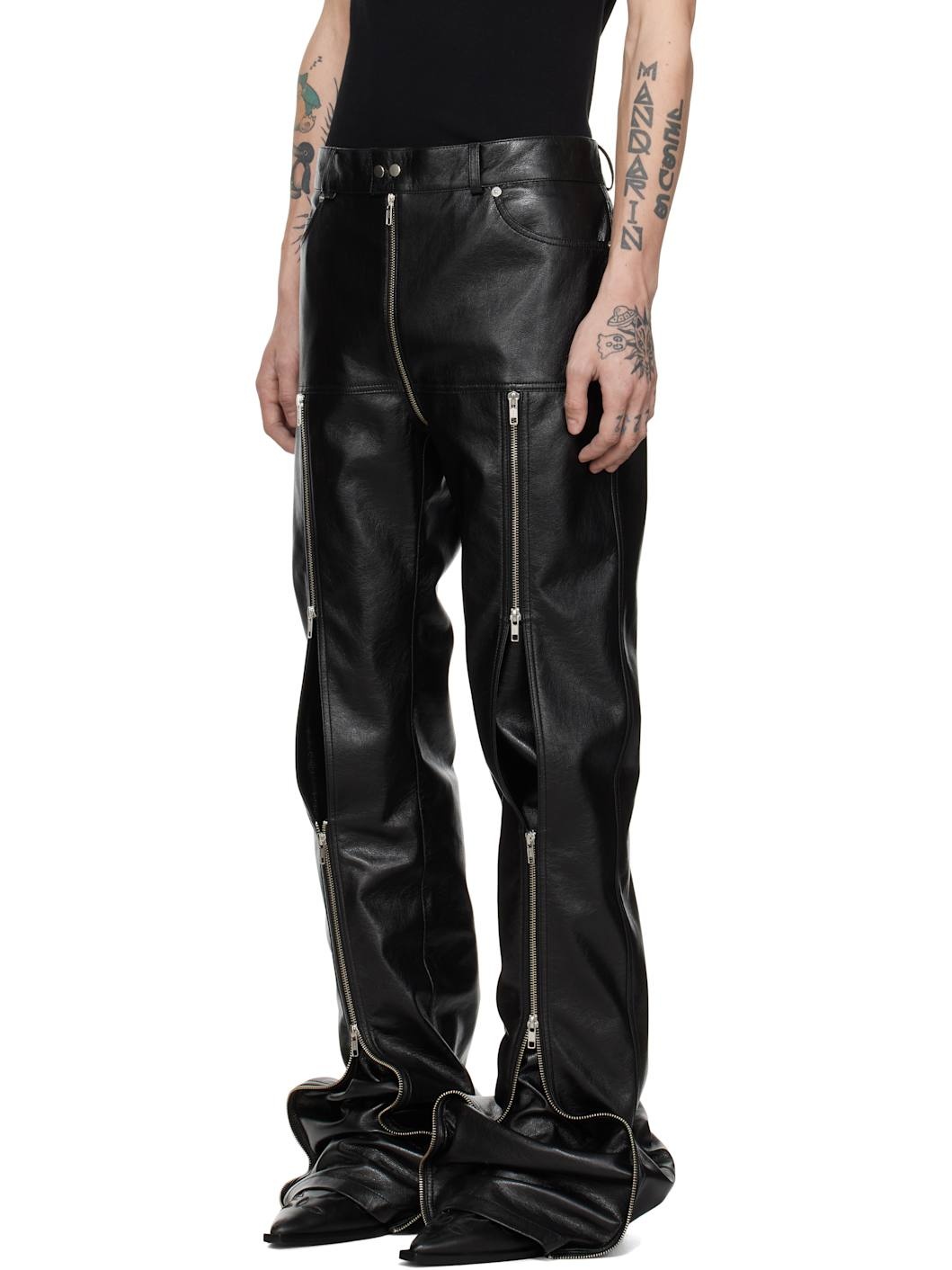 Black Zipped Riot 5-Pocket Faux-Leather Pants - 4