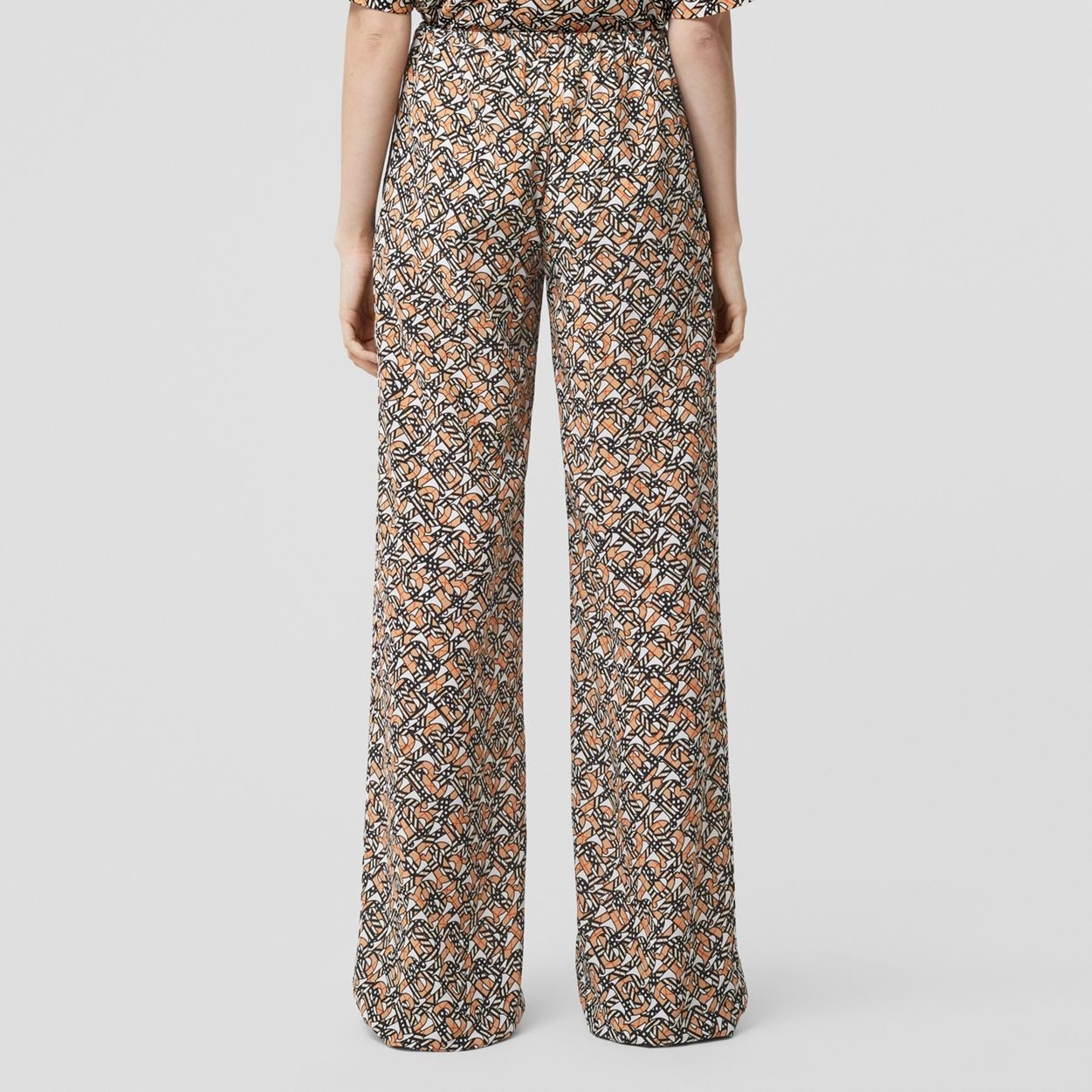 Monogram Print Silk Wide-leg Trousers - 4