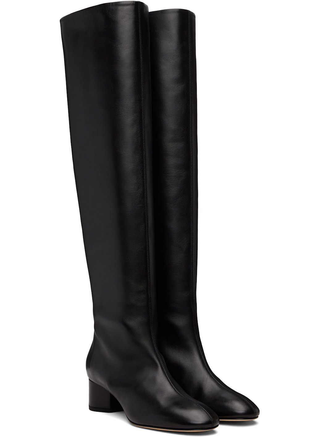Black Willa Leather Over-Knee Boots - 4