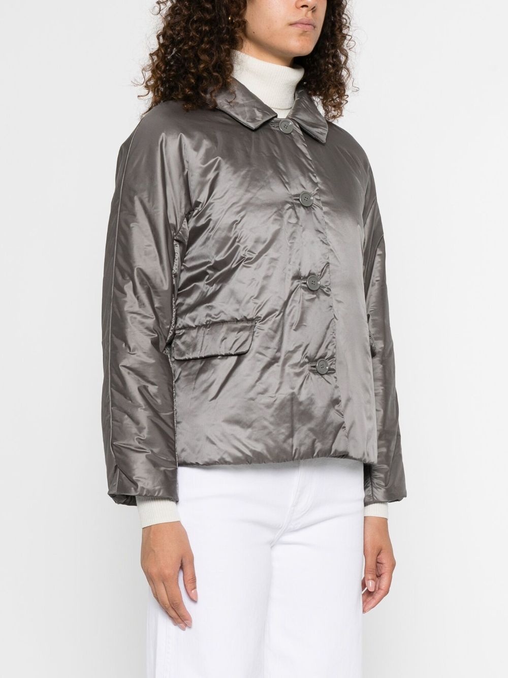 Green padded buttoned jacket - 3