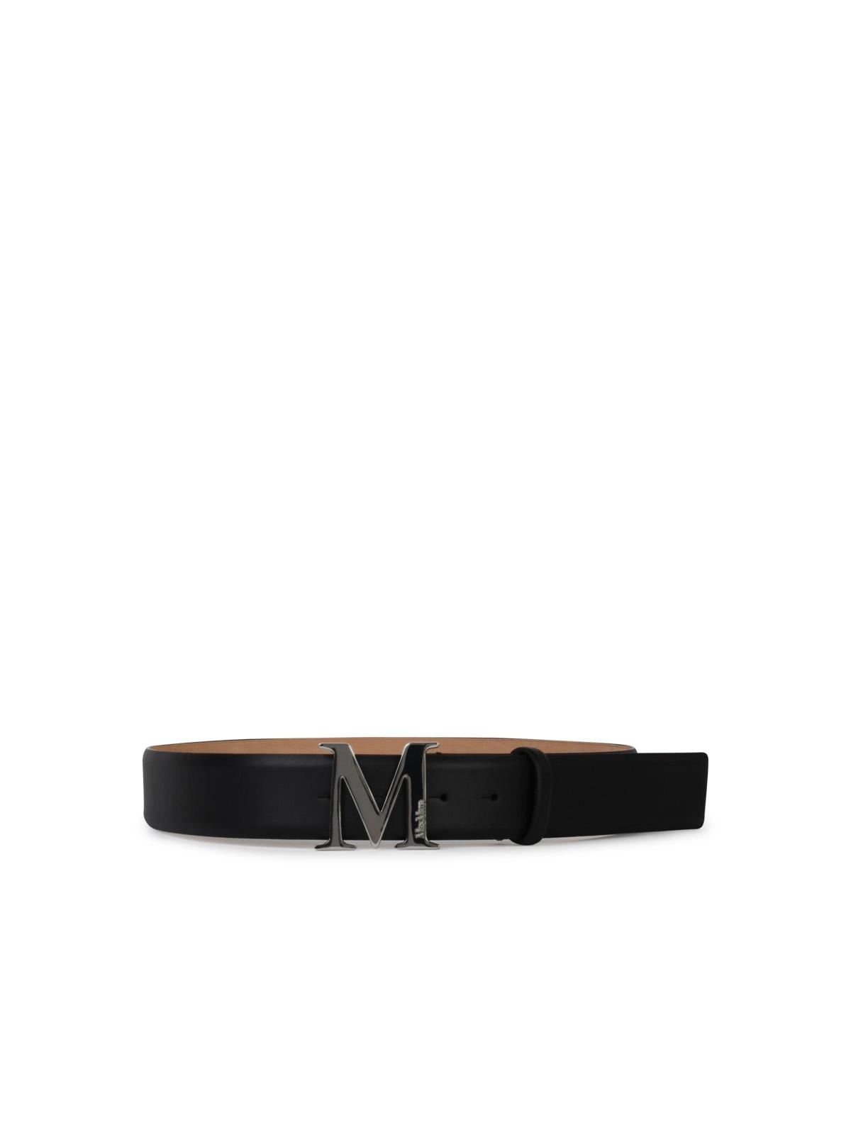 Max Mara 'Classic 40' Black Leather Belt Woman - 1