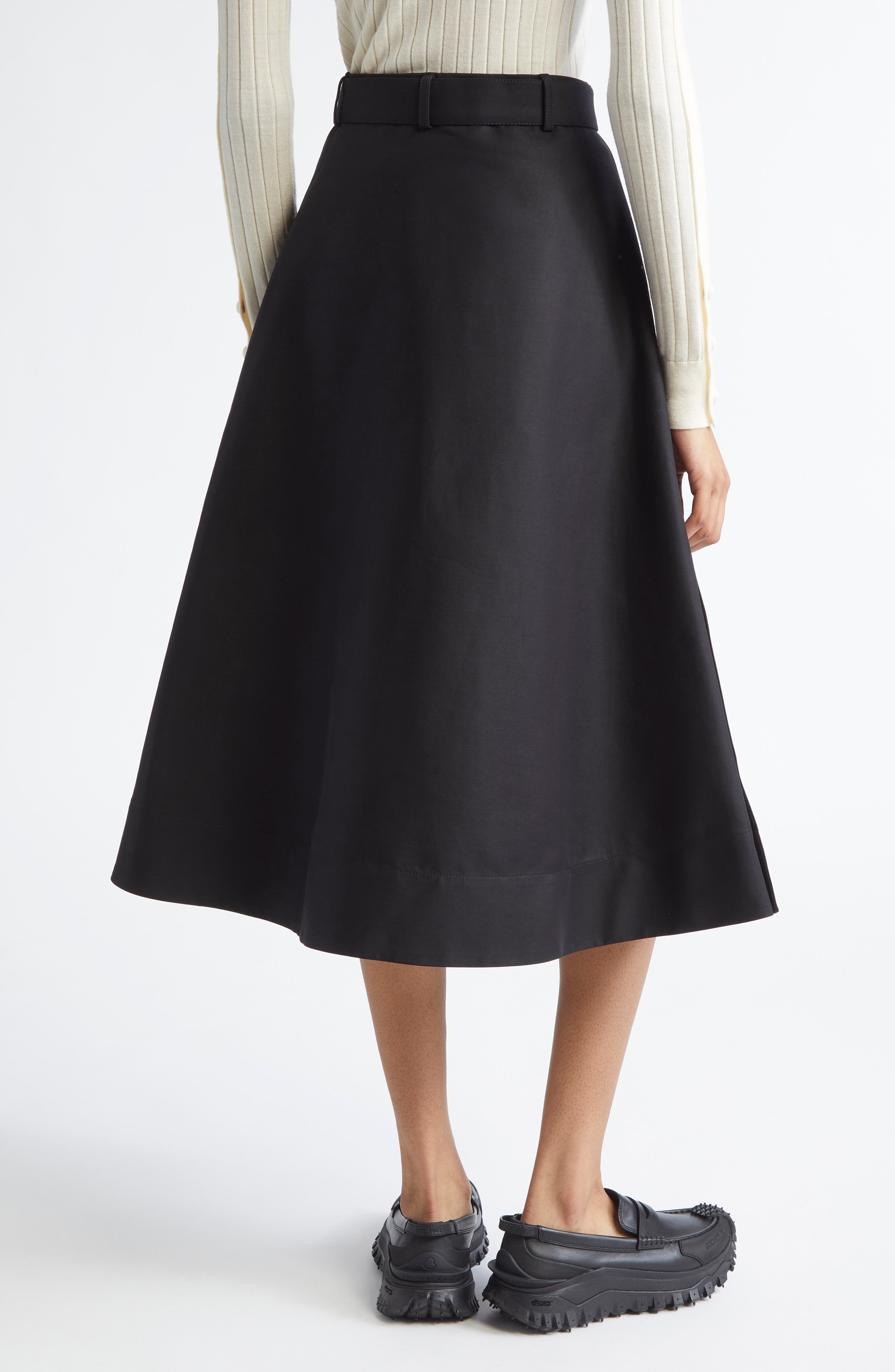 Moncler Belted A-Line Skirt in Black at Nordstrom - 3