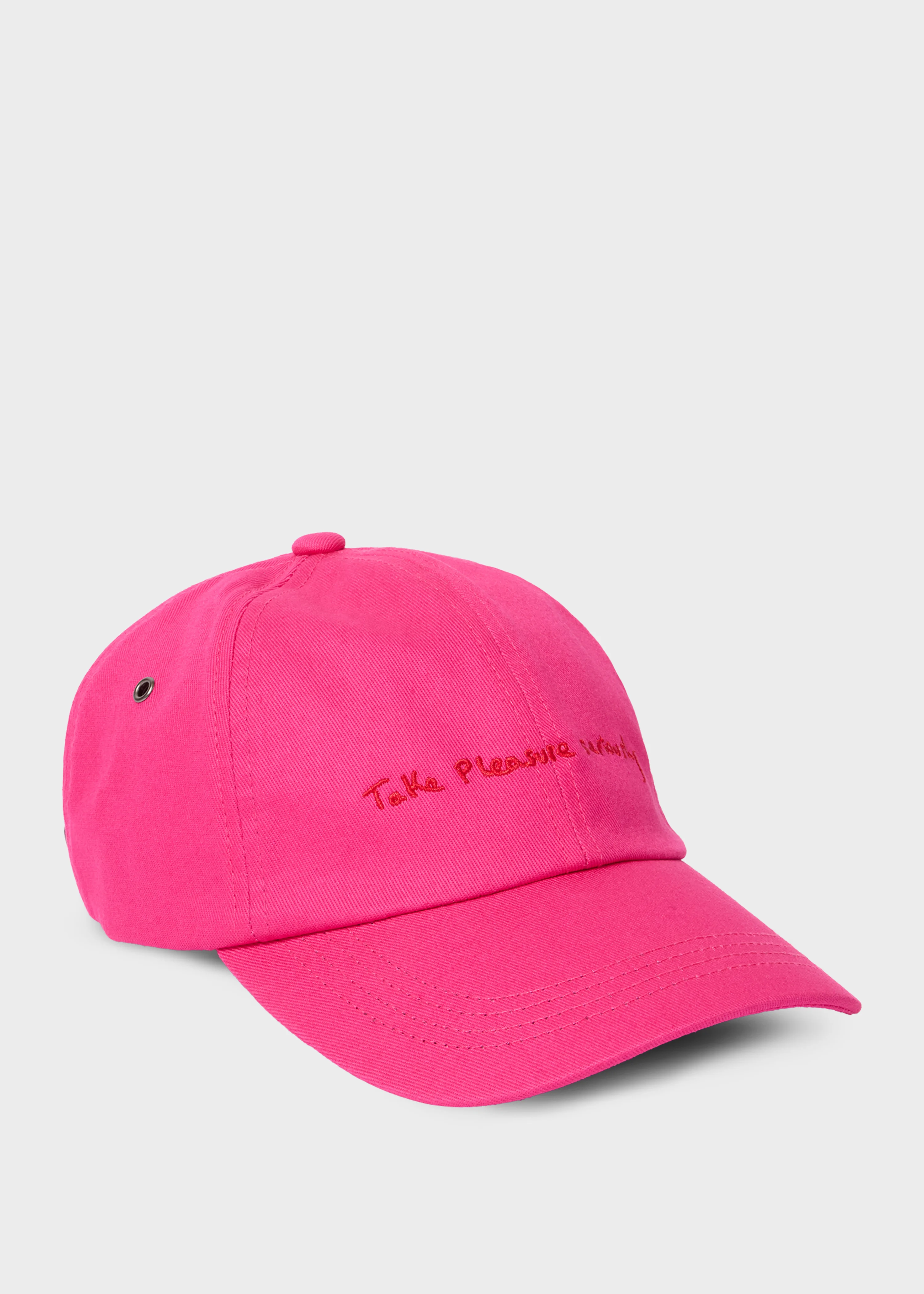 Pink Cotton-Twill Quote Cap - 1