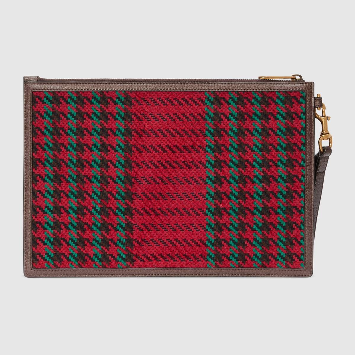 Houndstooth and stripe pouch with Interlocking G - 3