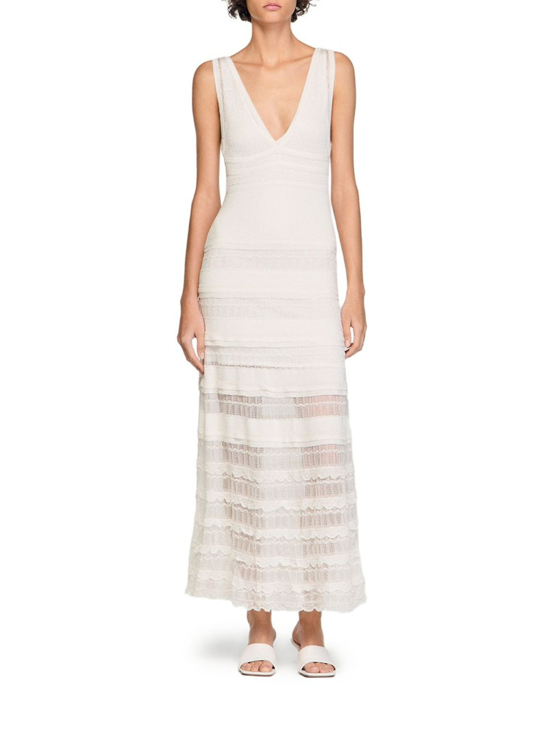 Sandro pointelle-knit tiered maxi dress outlook