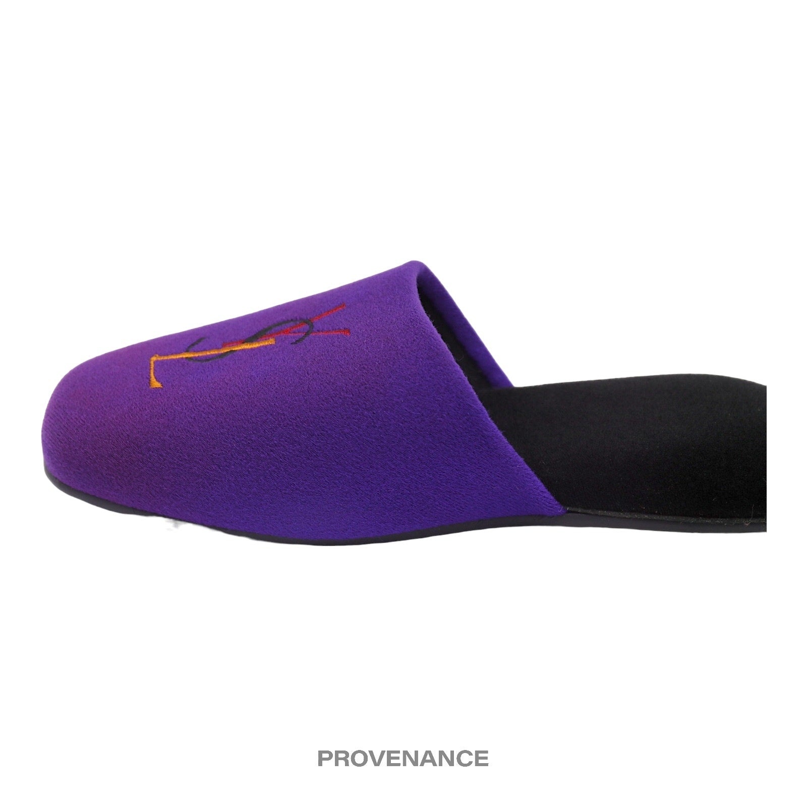 Yves Saint Laurent YSL Logo Slipper - Purple Velour - 7