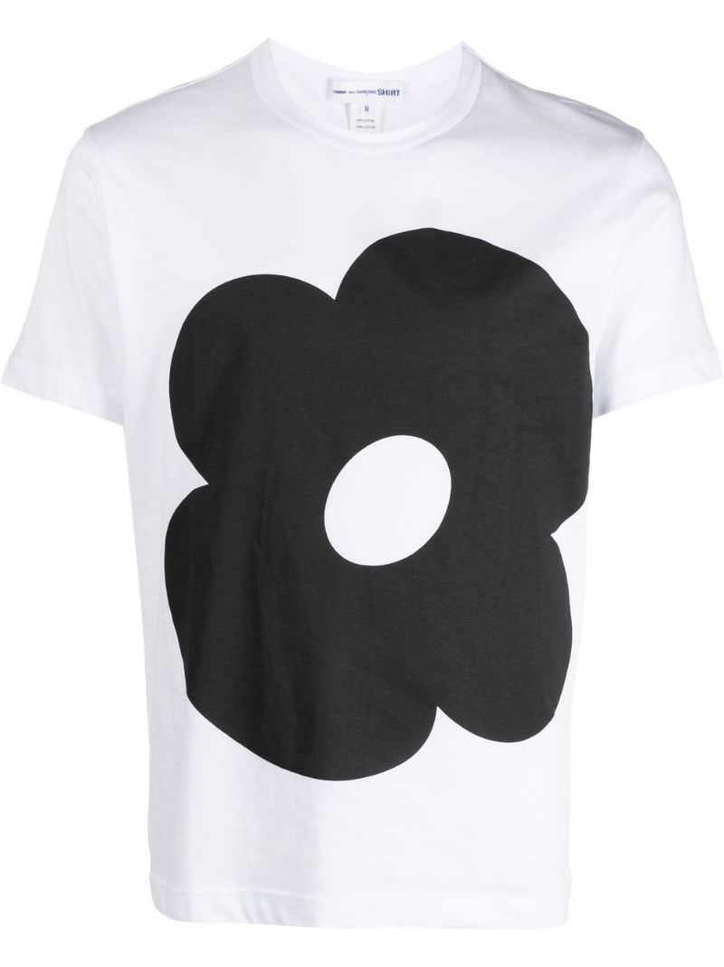 flower-print cotton T-shirt - 1