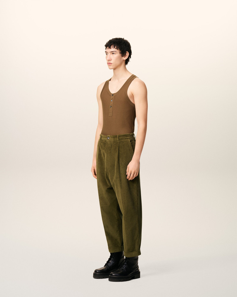 GREEN COTTON CARROT CORDUROY OVERSIZED TROUSERS 6