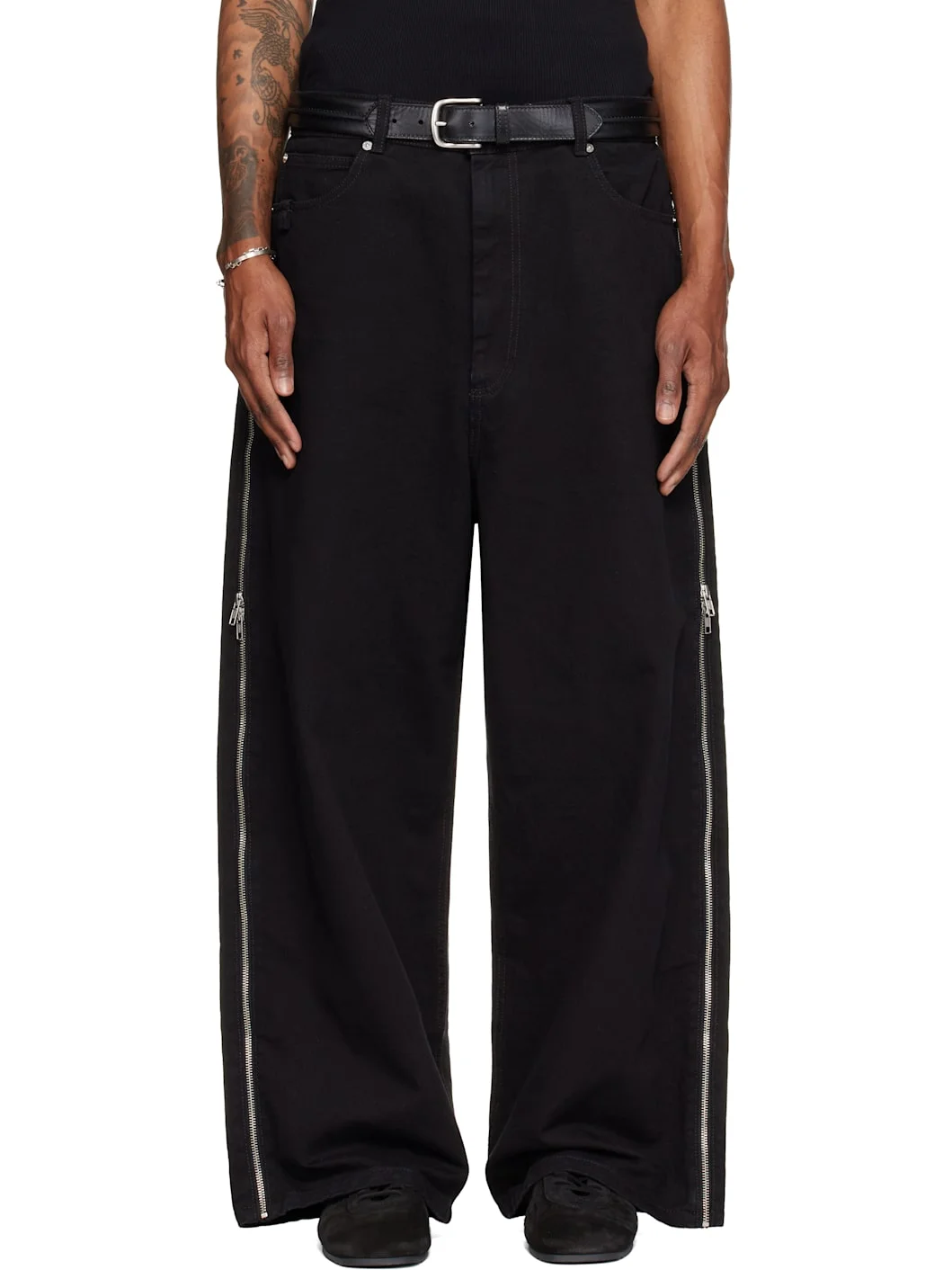 Black Side Zip Jeans - 1