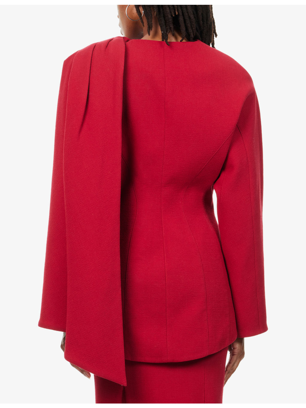 Scarf Curved-Hem Wool Jacket - 4
