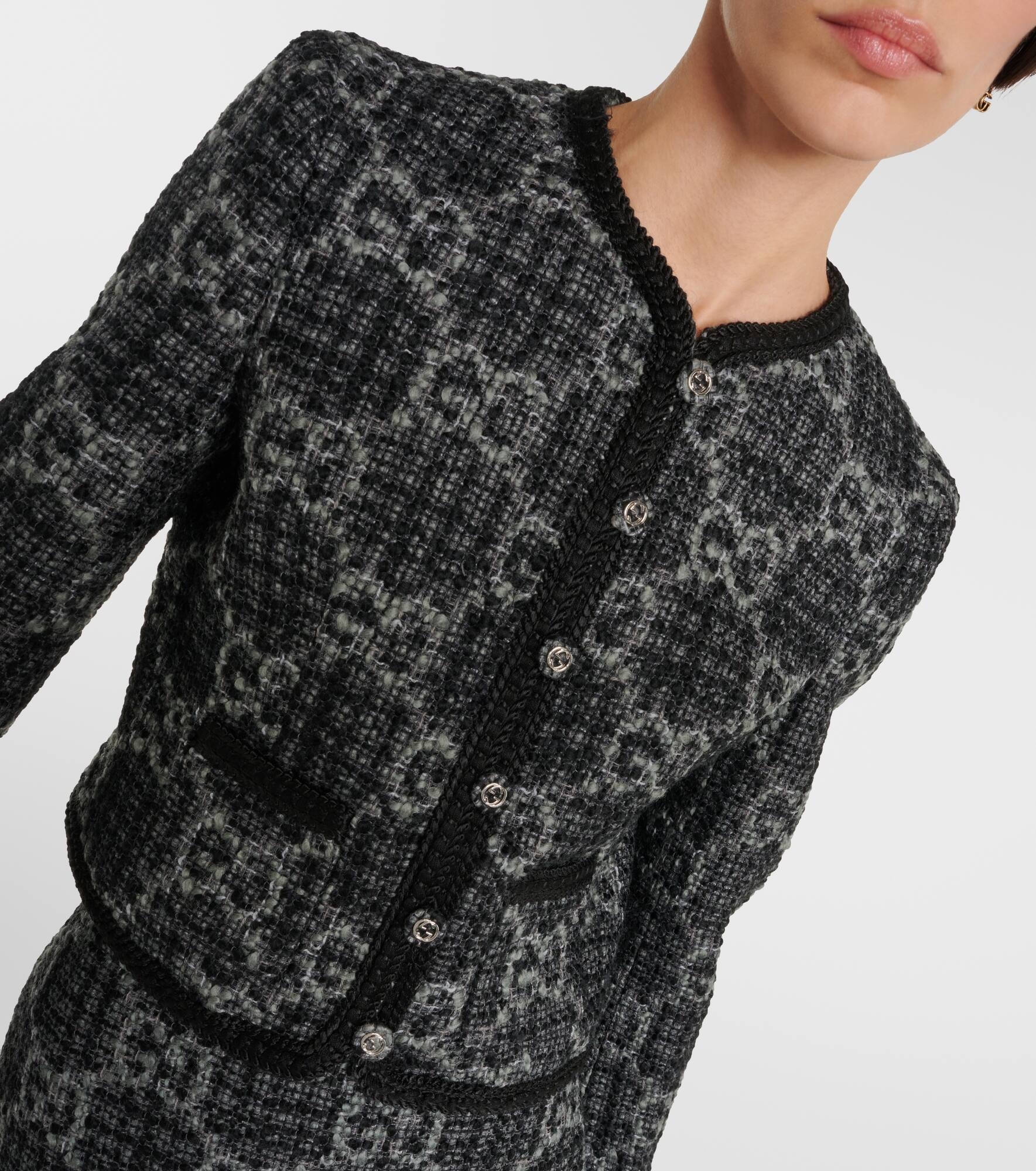 Single-breasted wool blend jacket - 4