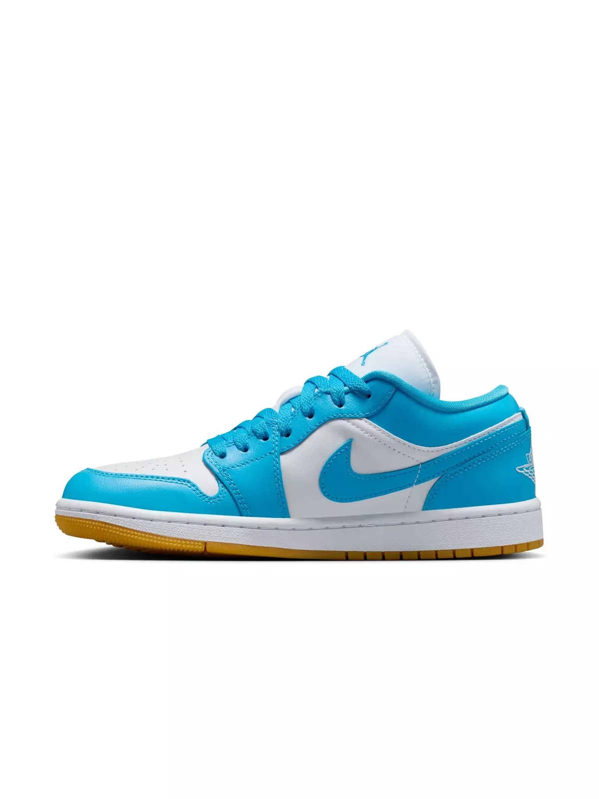 1 Low "White/Dk Powder Blue/Gum Light Brown" Women's Shoe - 4