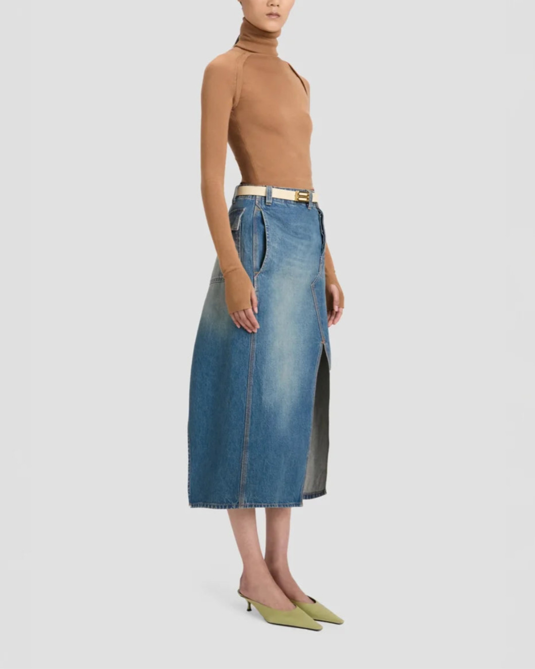 ASYMMETRIC UTILITY SKIRT WASHED BLUE - 3