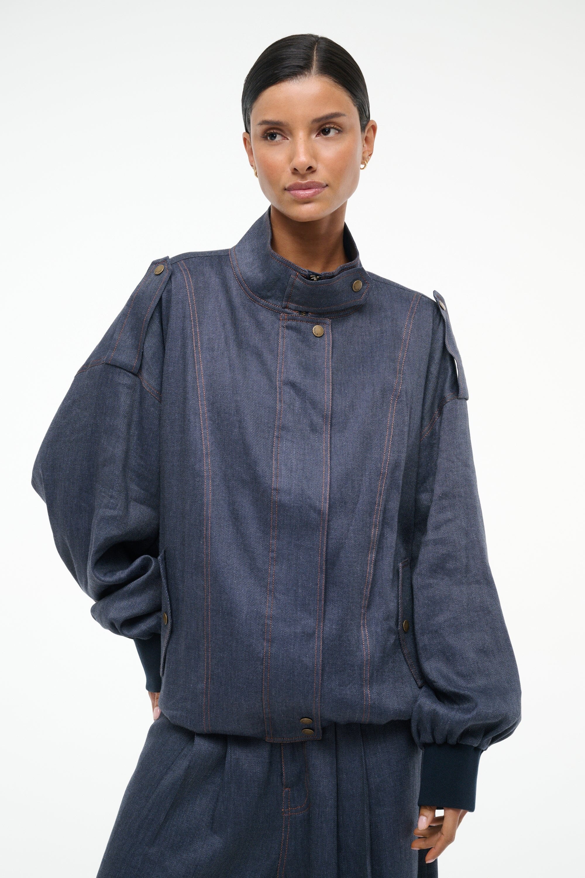 STAUD SIMONE JACKET CHAMBRAY - 4