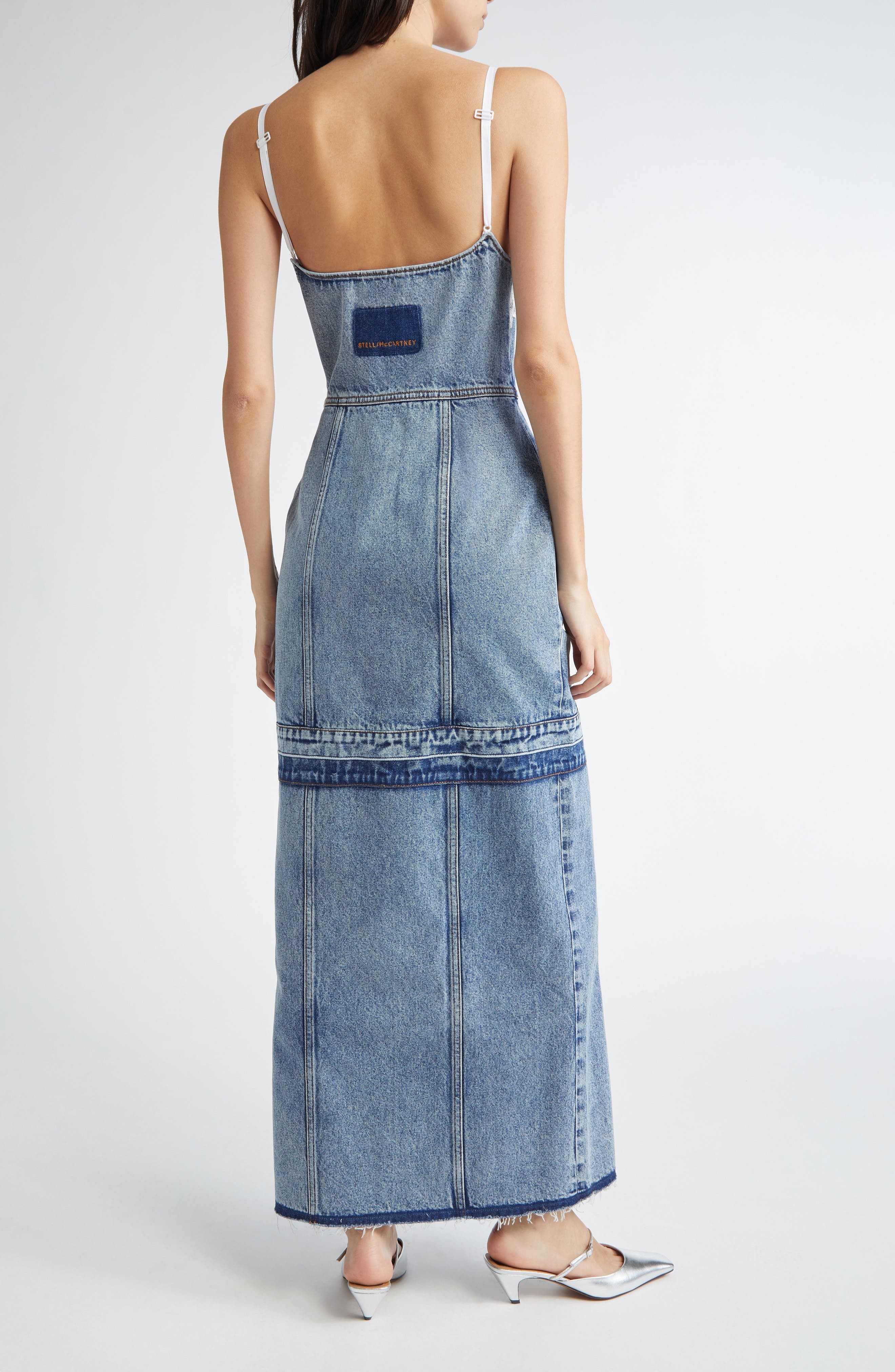 Stella McCartney Lace Trim Denim Maxi Dress in Vintage Blue Denim at Nordstrom - 2