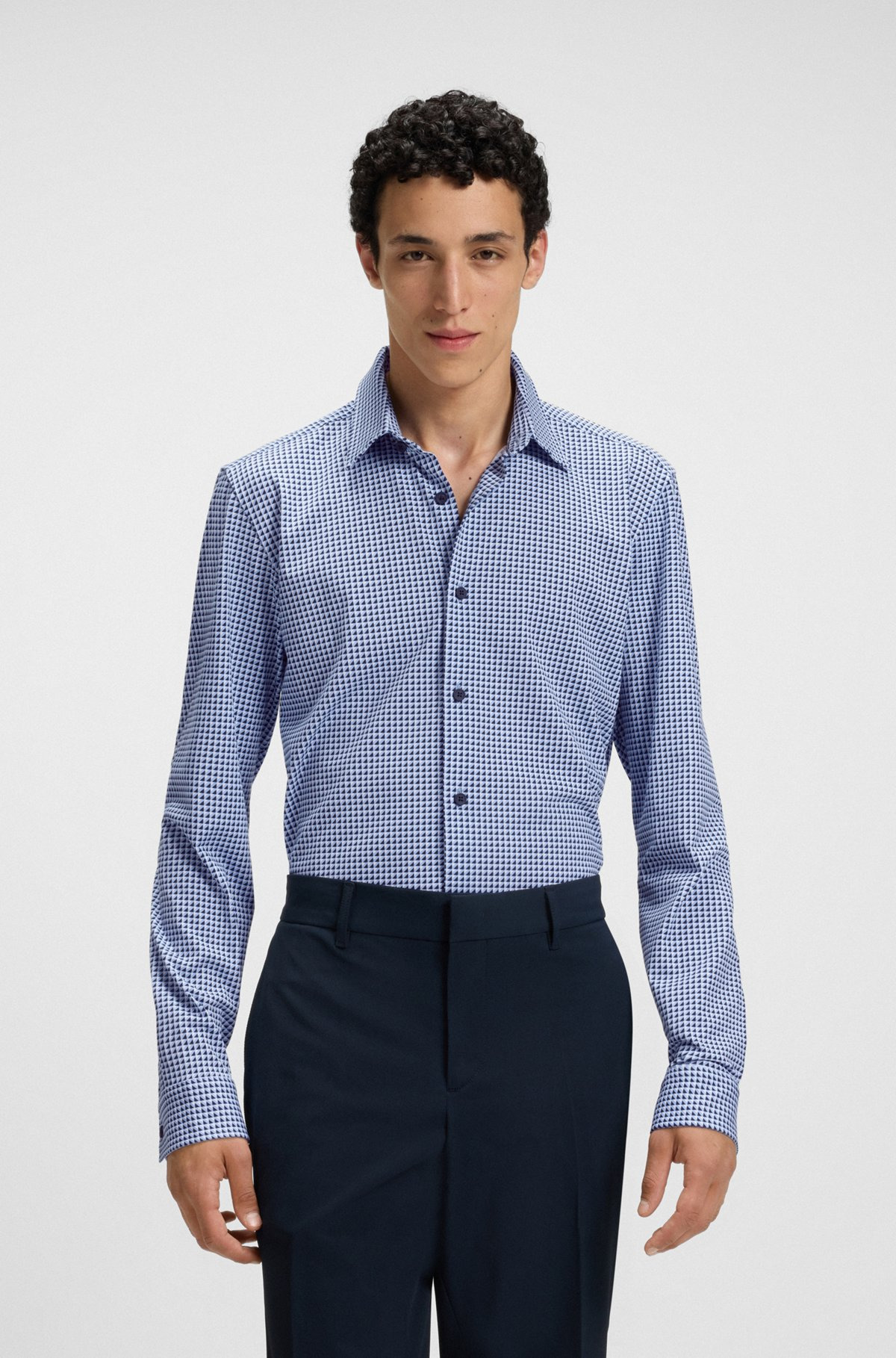 SLIM-FIT SHIRT IN PRINTED COTTON - 2