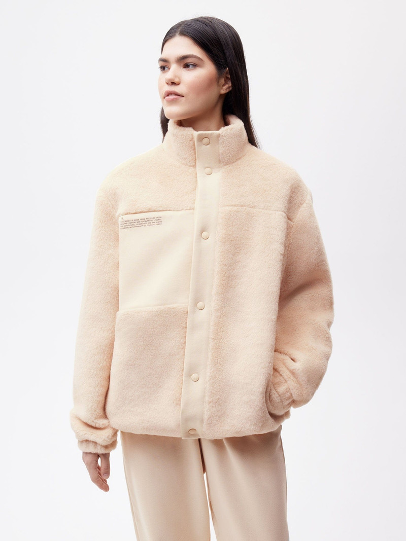PANGAIA Womens Recycled Wool Fleece Jacket - Sand outlook