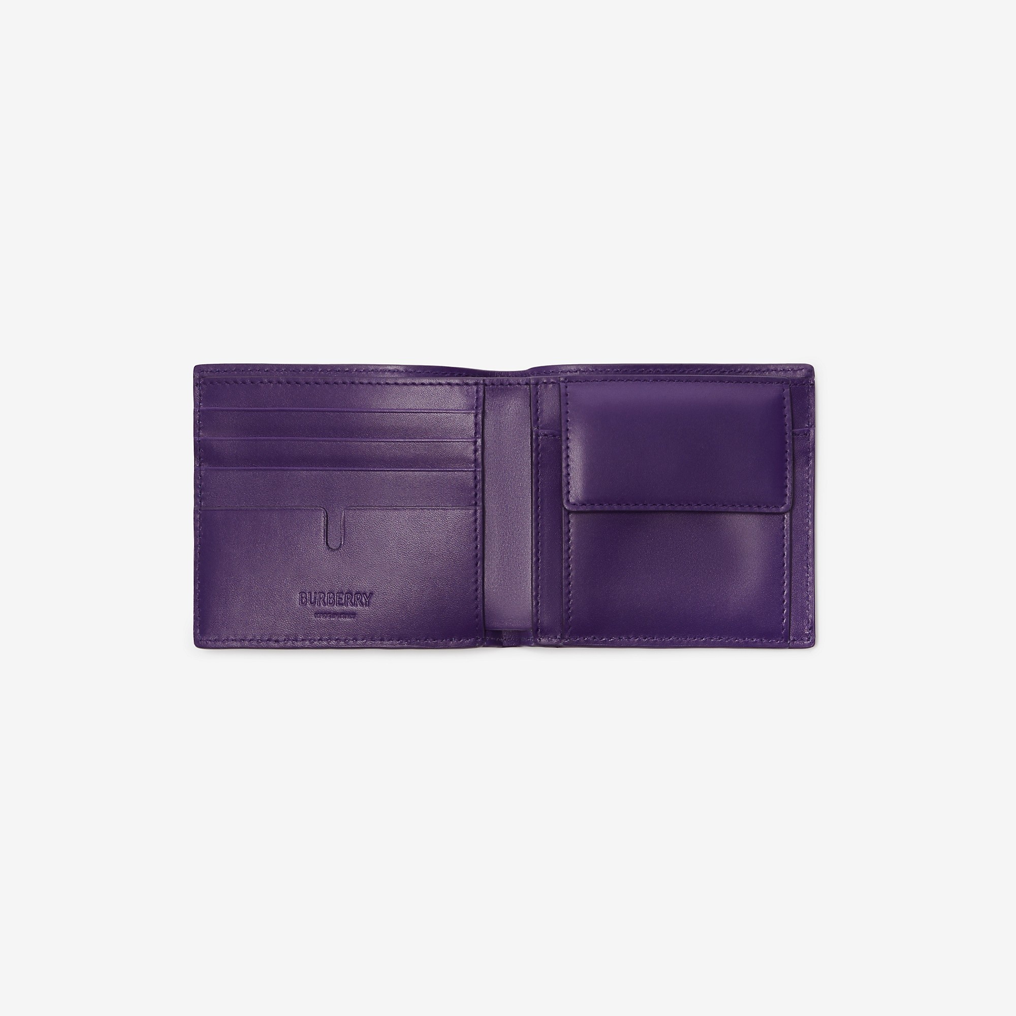 Check Leather Bifold Coin Wallet - 2