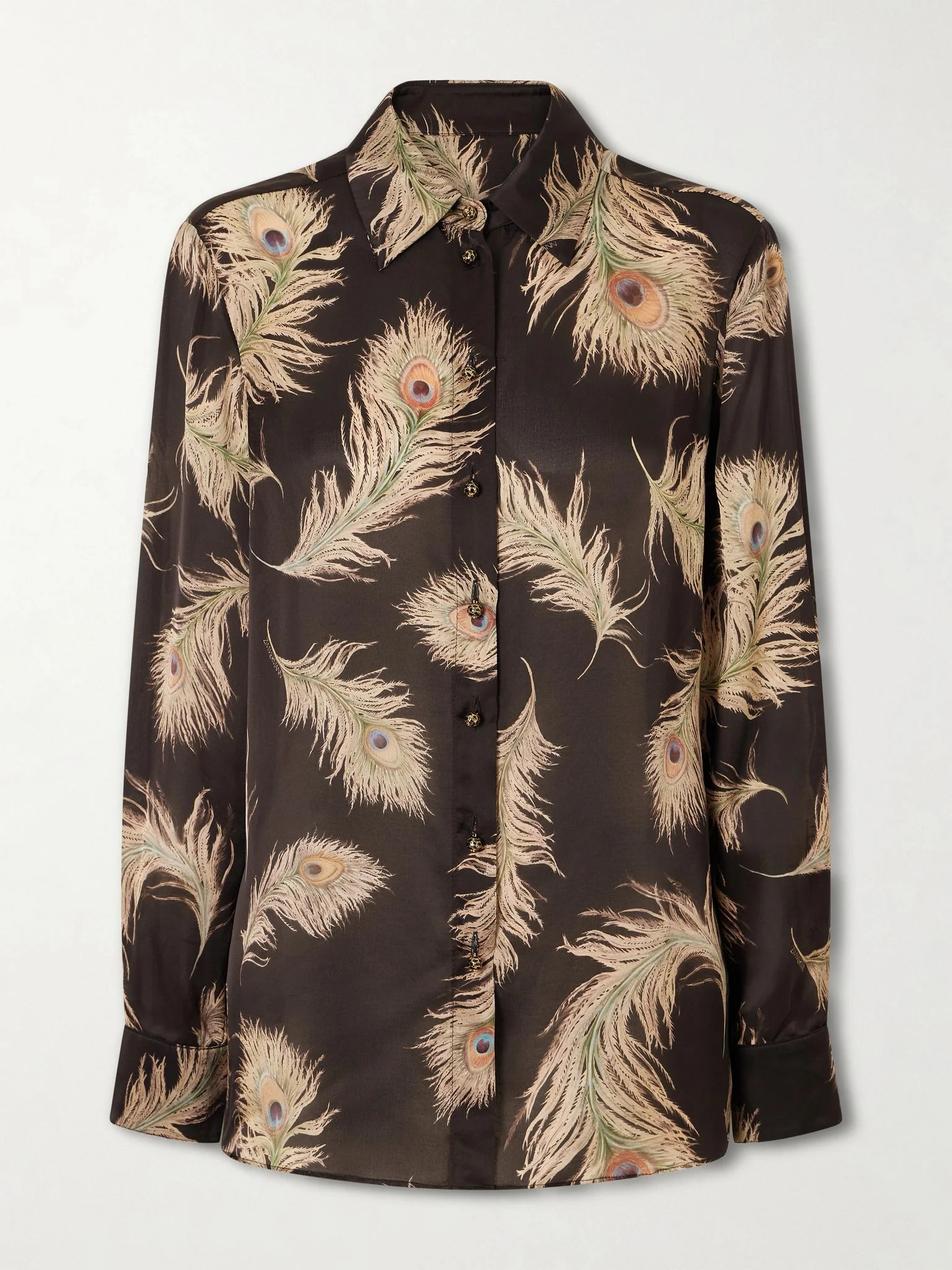Valiant printed silk-satin shirt Black - 1